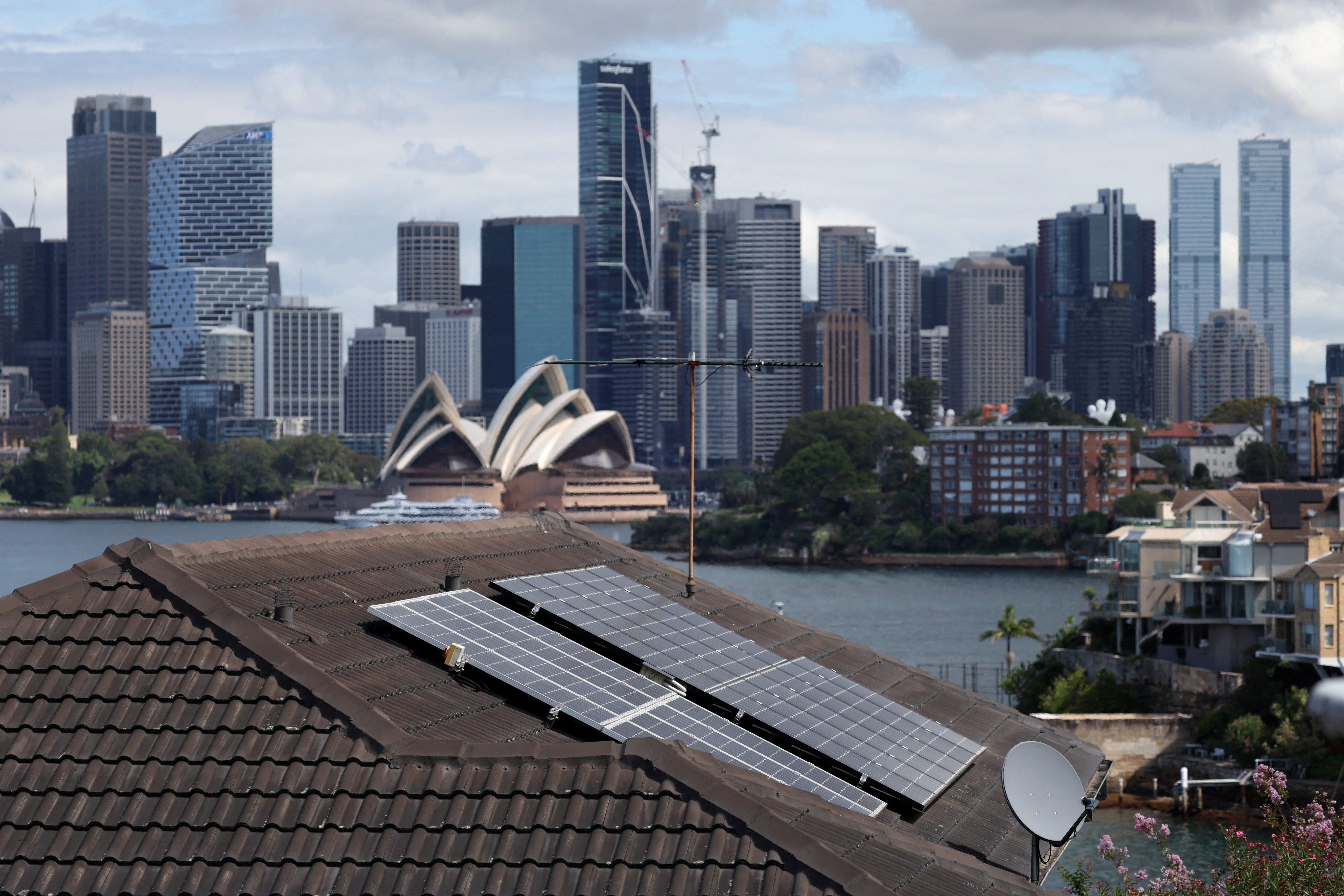Solar panels are seen on the roof of a residential property in Sydney, Australia. On Tuesday the country unveiled a new scheme allowing households to access solar power at no cost. Photo: Reuters