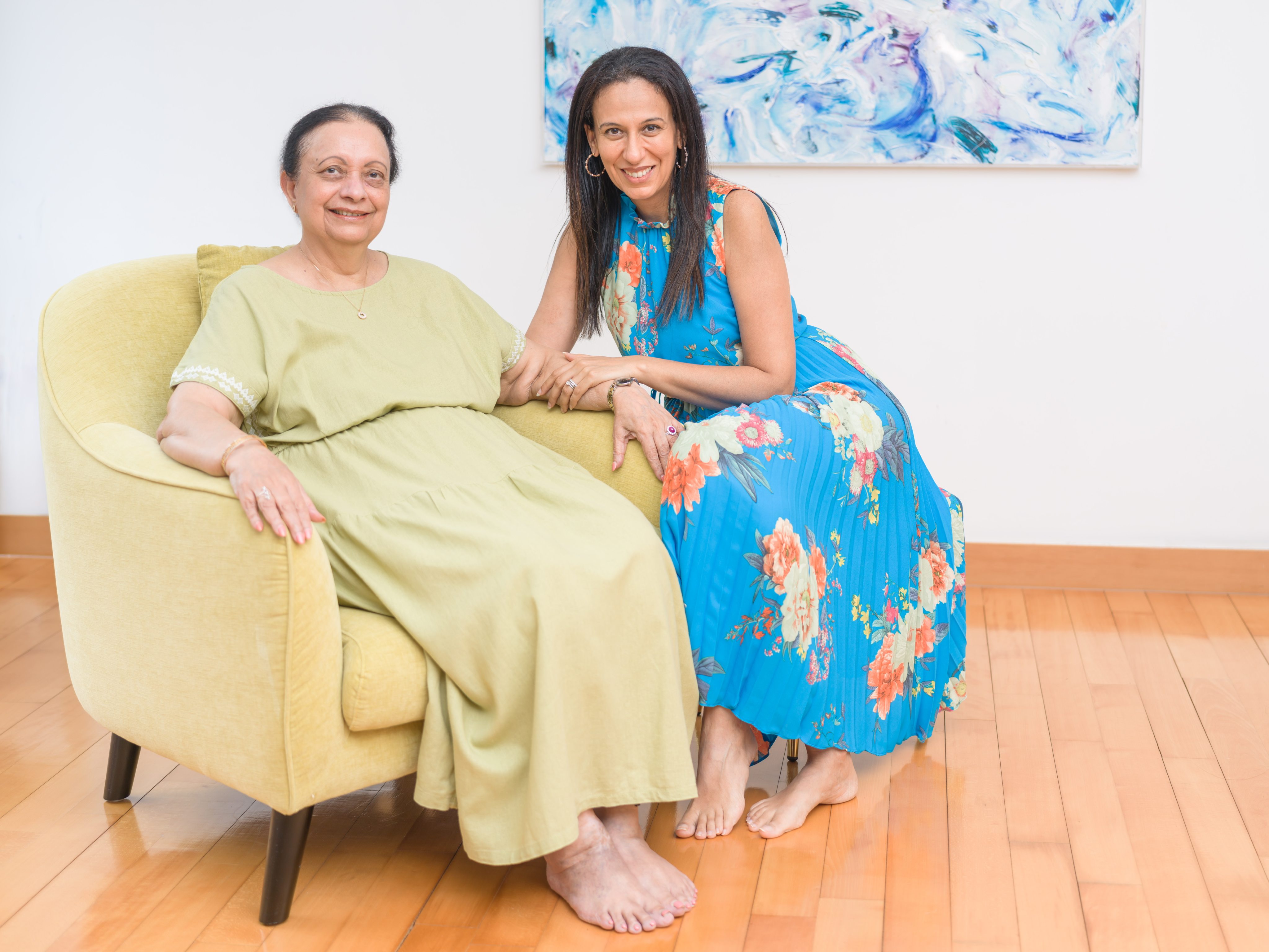 Red Door Counselling counsellor-in-training Angela Kaur Baura with her mother, who lives in Dubai. Kaur Baura says that Red Door’s online sessions, which she now helps host, help her cope with being a long-distance carer. Photo: Angela Kaur Baura
