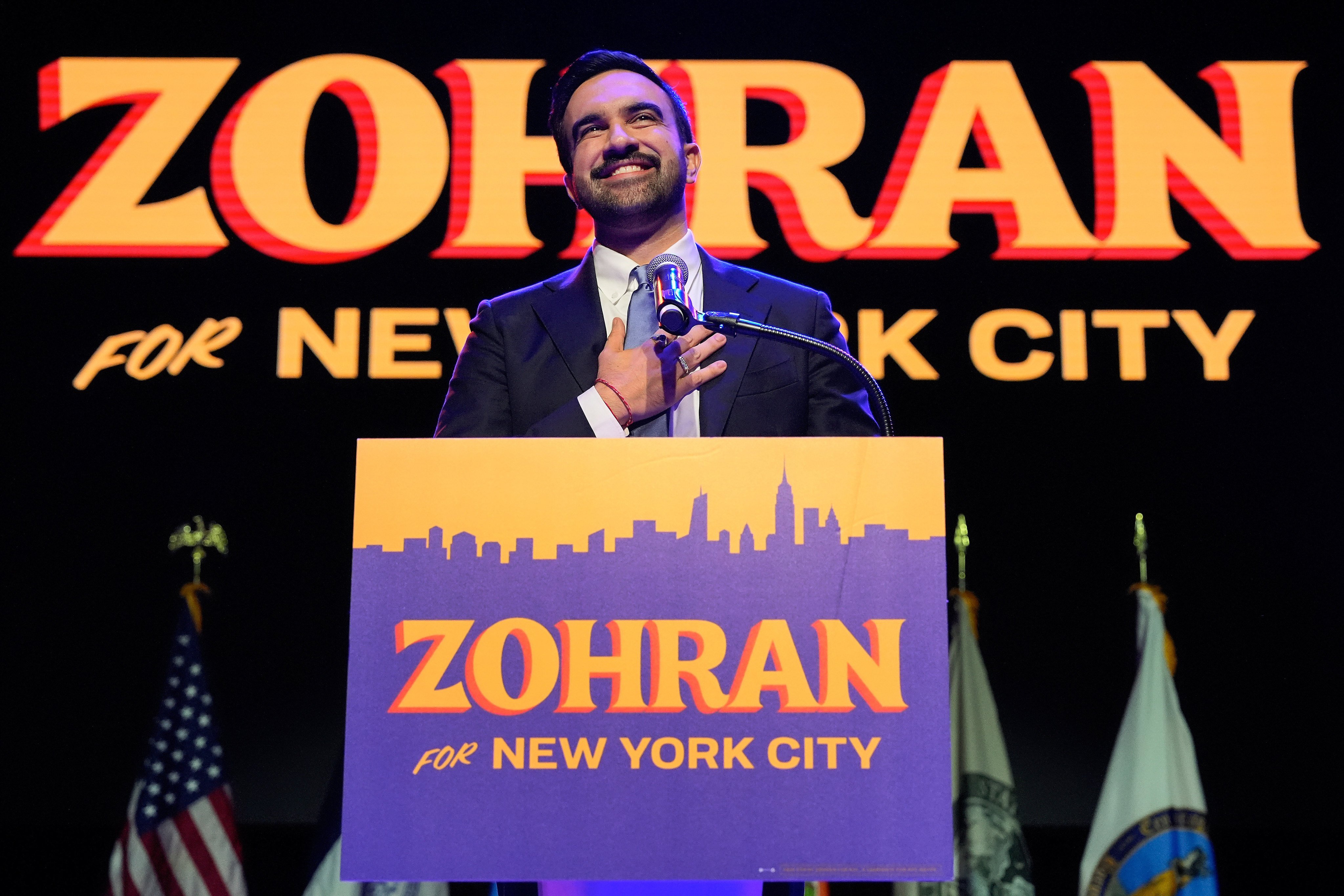 Zohran Mamdani gives his victory speech in New York. Photo: AP