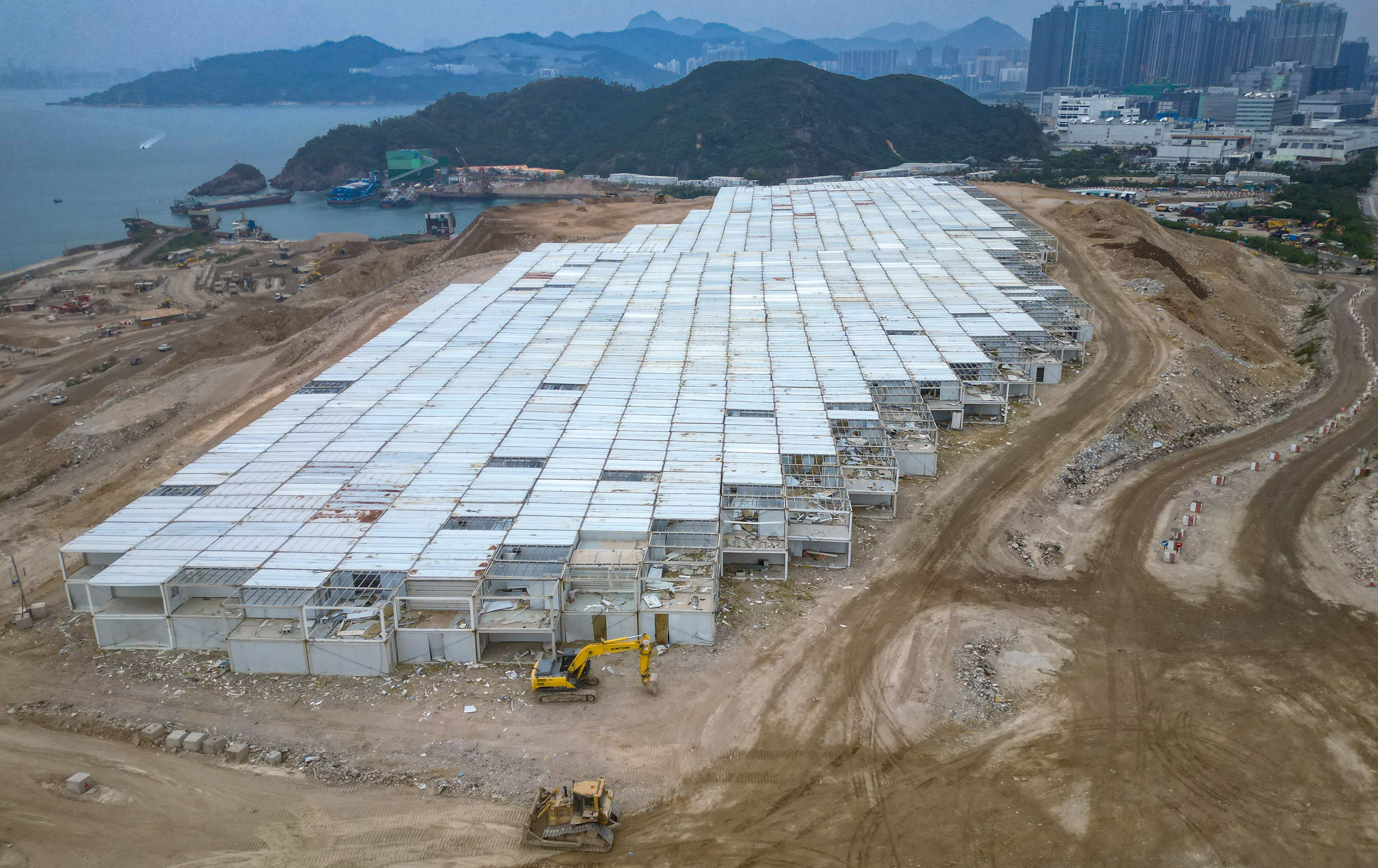 A fifth of the 4,500 cubicles previously used as Covid-19 community isolation and treatment facilities in Hong Kong were damaged by typhoons Wipha and Ragasa. Photo: Sam Tsang
