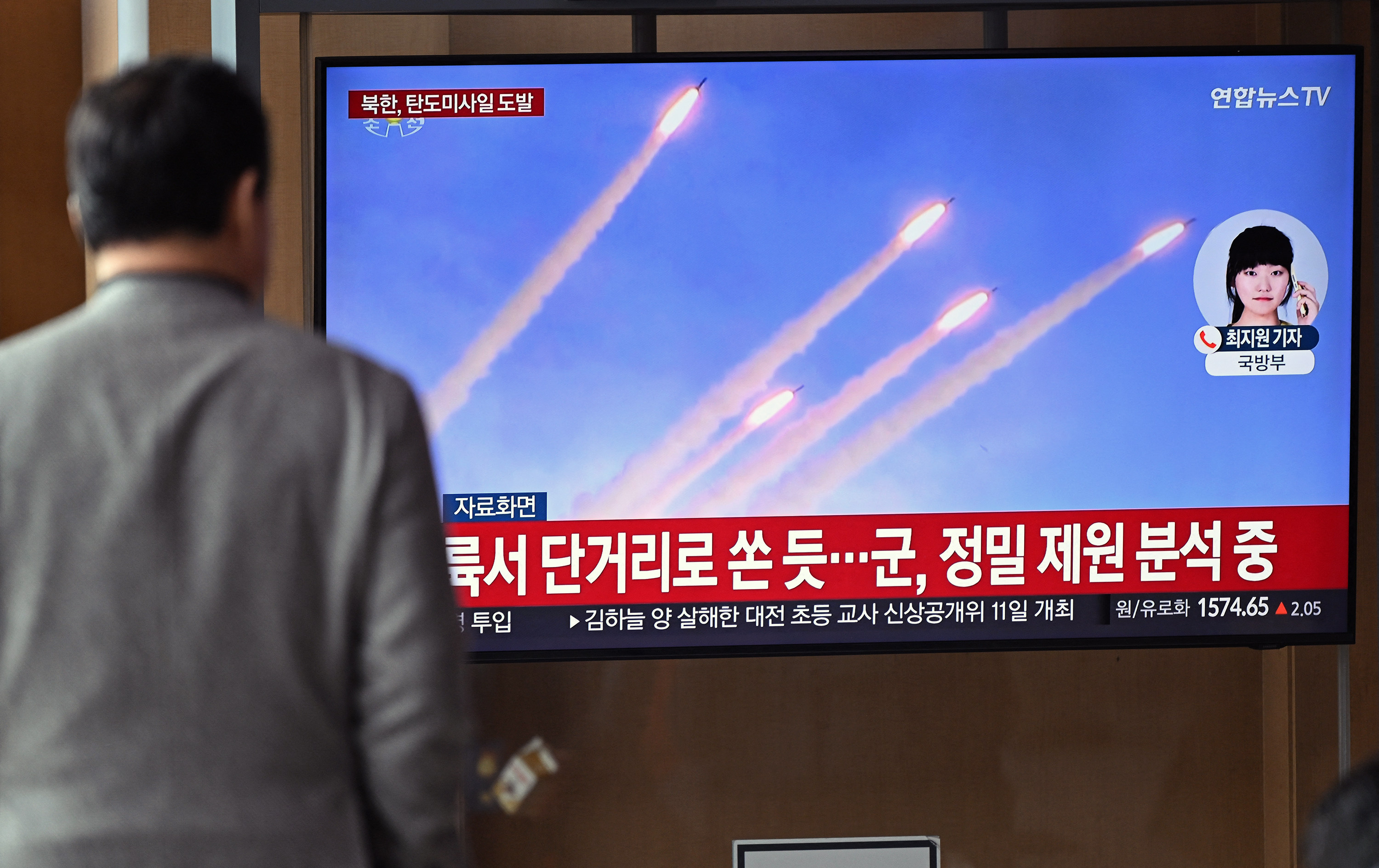 A man watches footage of a North Korean missile test in Seoul in March. The US Treasury said the sanctions are aimed at cutting off funding for North Korea’s weapons programmes. Photo: TNS