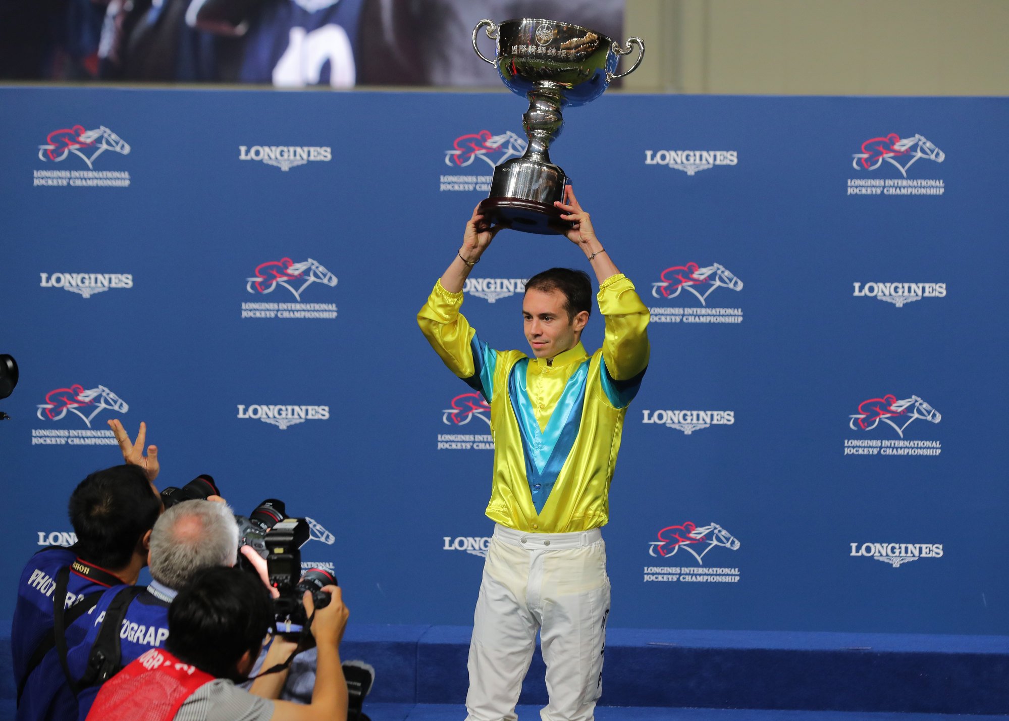 Mickael Barzalona wins last year’s International Jockeys’ Championship.