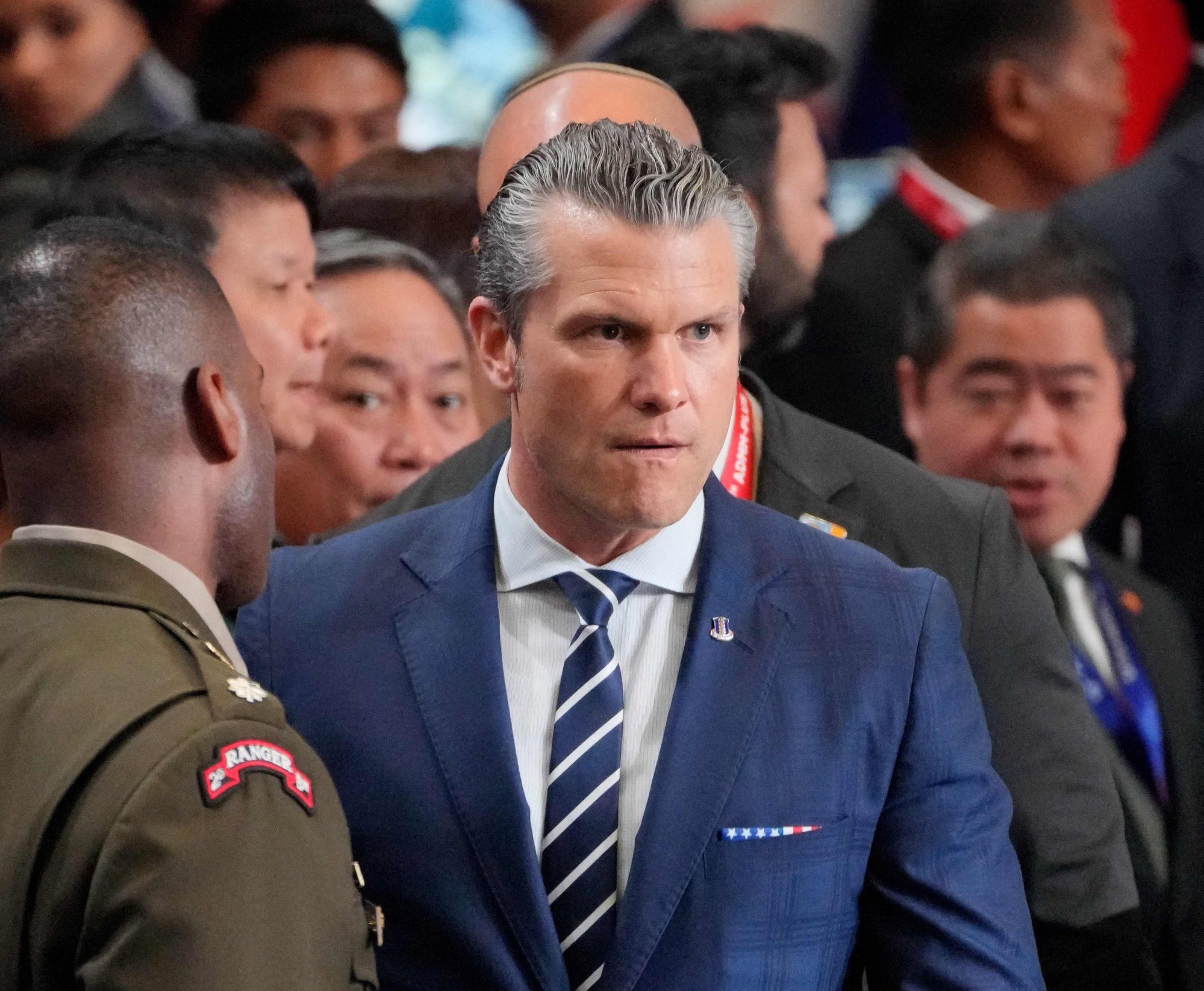 US Secretary of Defence Pete Hegseth arrives for the Asean-Plus meeting at the Association of Southeast Asian Nations Defence Ministers Meeting in Kuala Lumpur on Saturday. Photo: AFP US Secretary of Defence Pete Hegseth arrives for the Asean-Plus meeting at the Association of Southeast Asian Nations Defence Ministers Meeting in Kuala Lumpur on Saturday. Photo: AFP