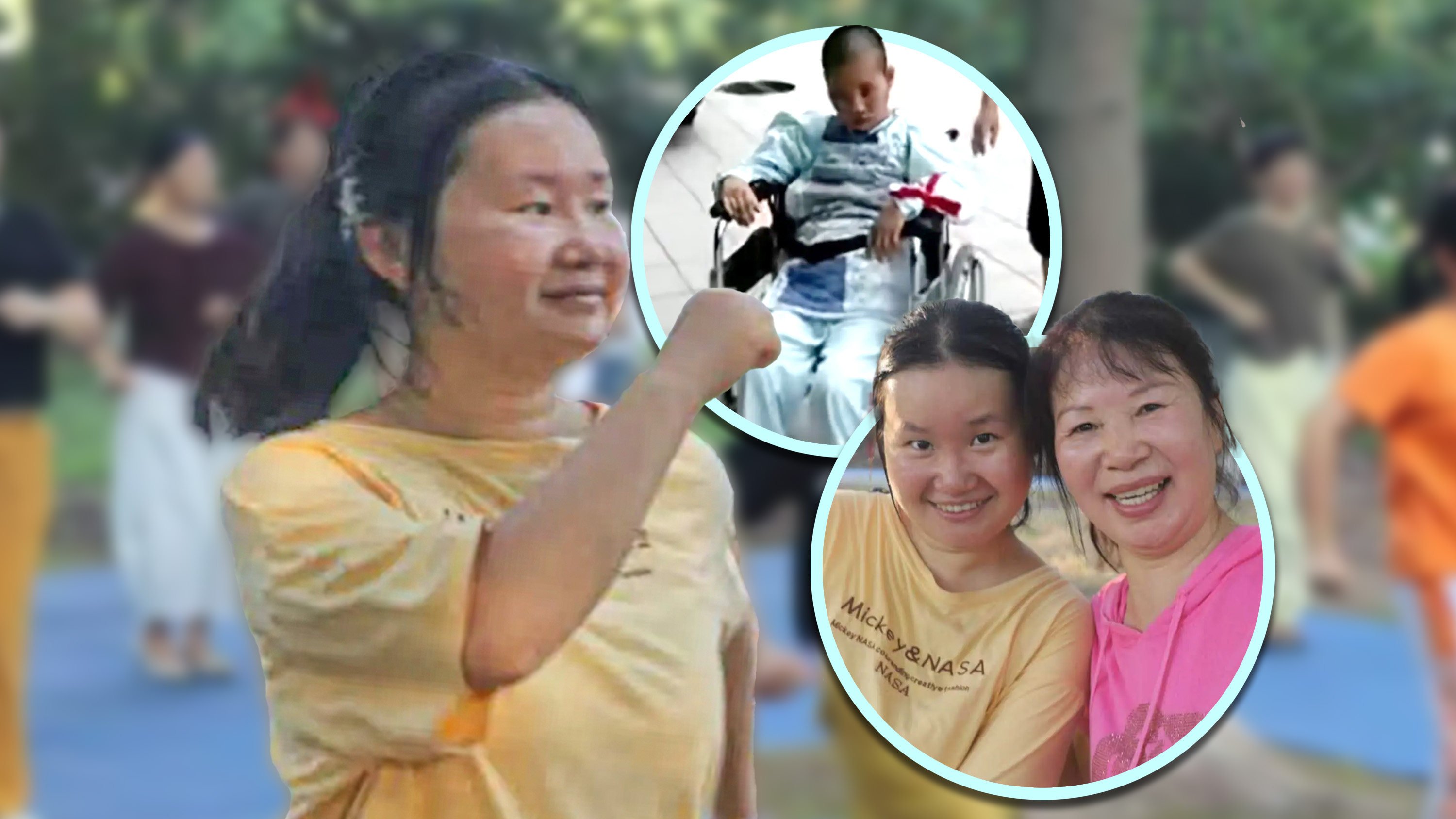 A mother in China spent 10 years taking her comatose daughter to square dancing, gently moving her legs every day and her dedication led to a miracle. Photo: Sohun