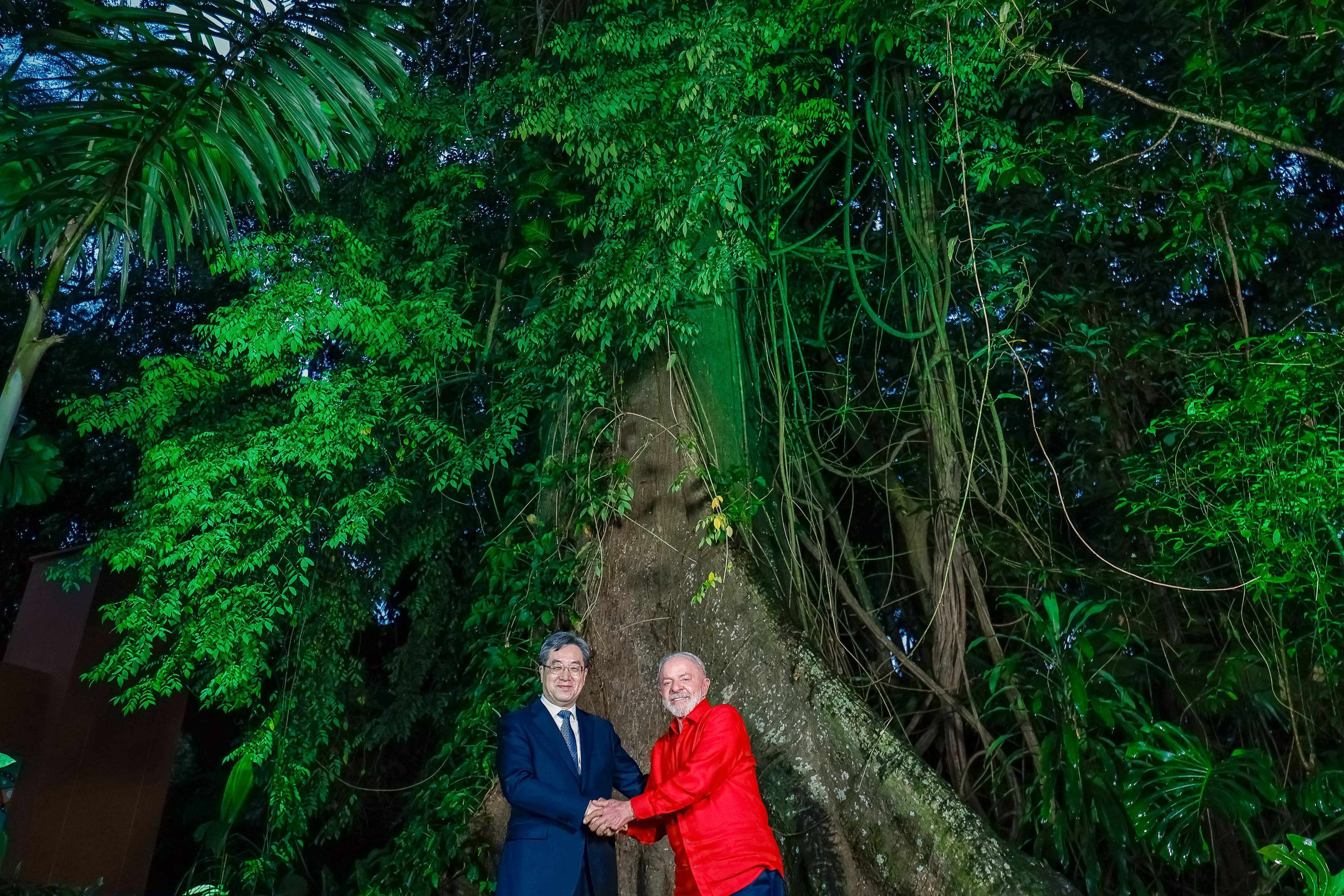 Brazilian President Luiz Inacio Lula da Silva pictured with Chinese Vice-Premier Ding Xuexiang ahead of their meeting in Belem. Photo: Handout