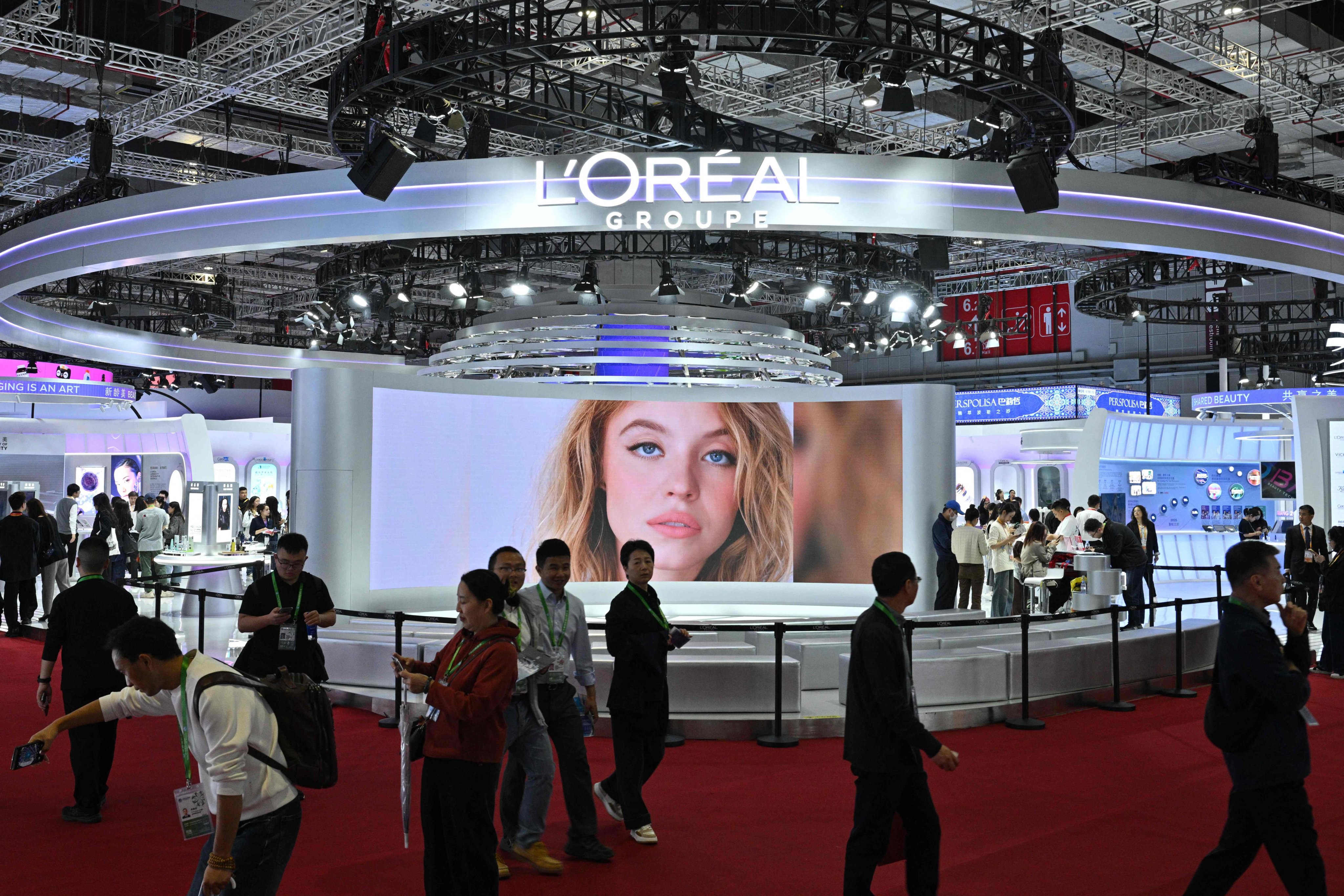 The L’Oréal Group stand at the 8th China International Import Expo (CIIE) in Shanghai. Photo: AFP