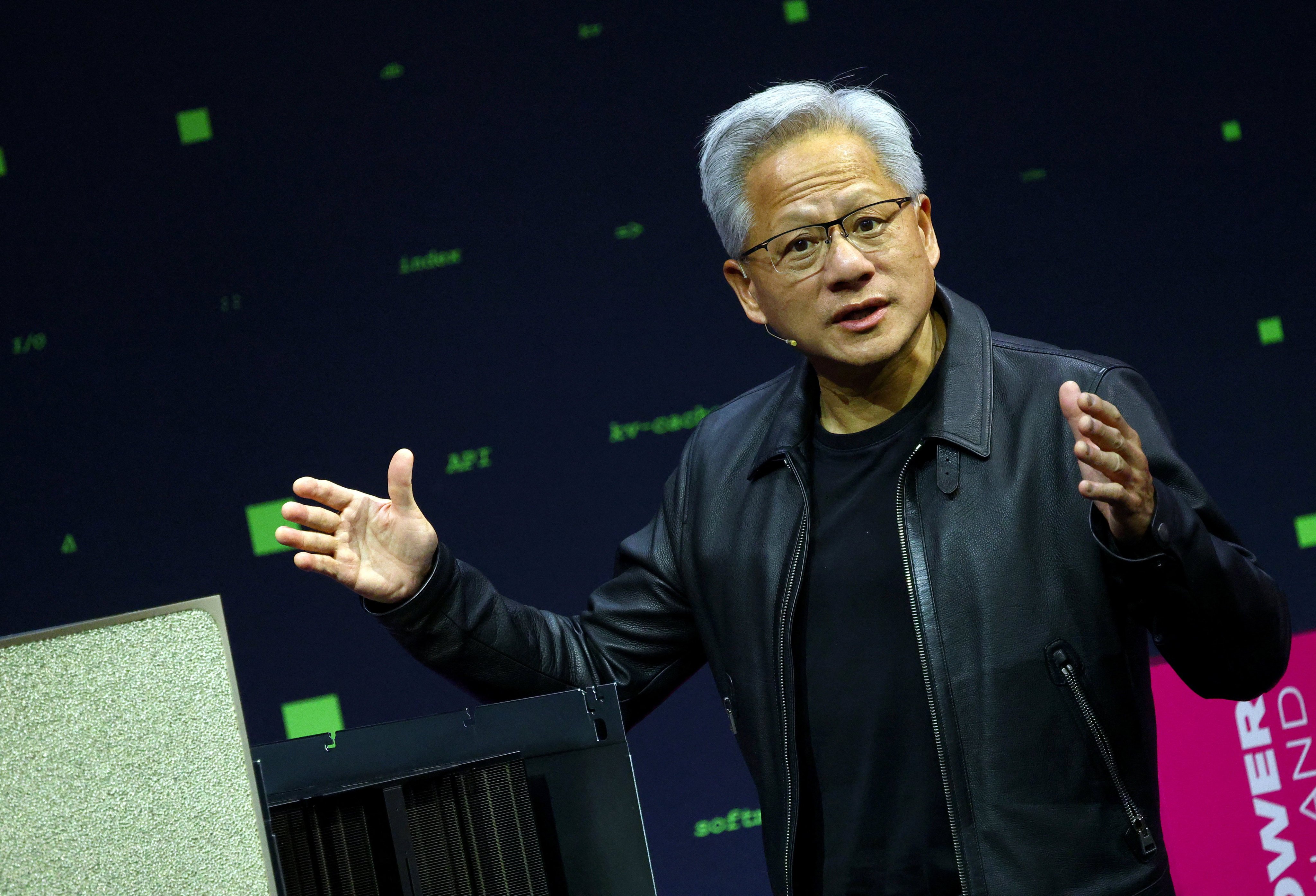 NVIDIA CEO Jensen Huang speaks at a press conference in Berlin on November 4, 2025. Photo: Reuters