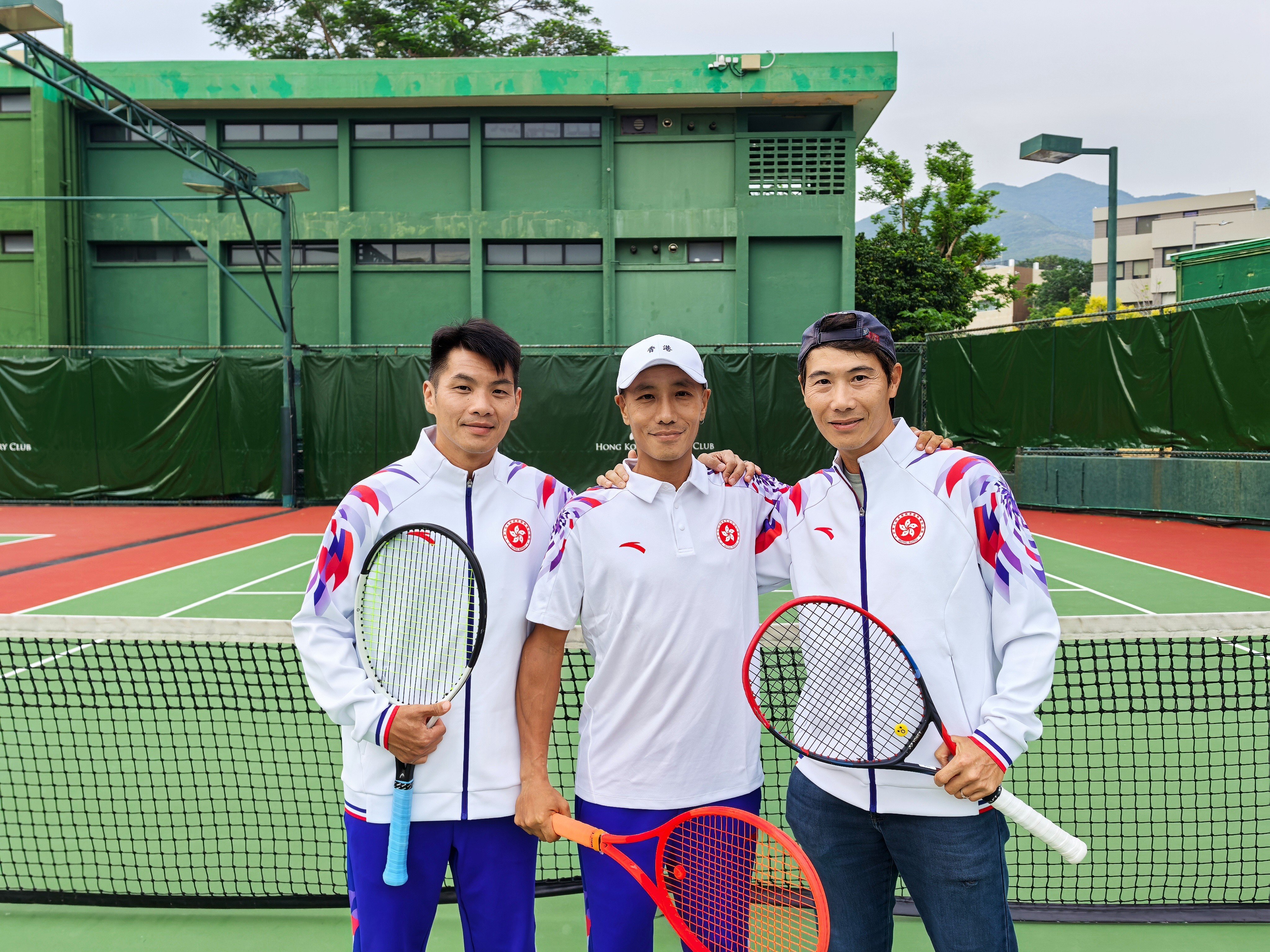 Hong Kong’s mass participation men’s tennis team of (from left) Johnny Wong, David Wong and Andy Cheng. Photo: Ada Li