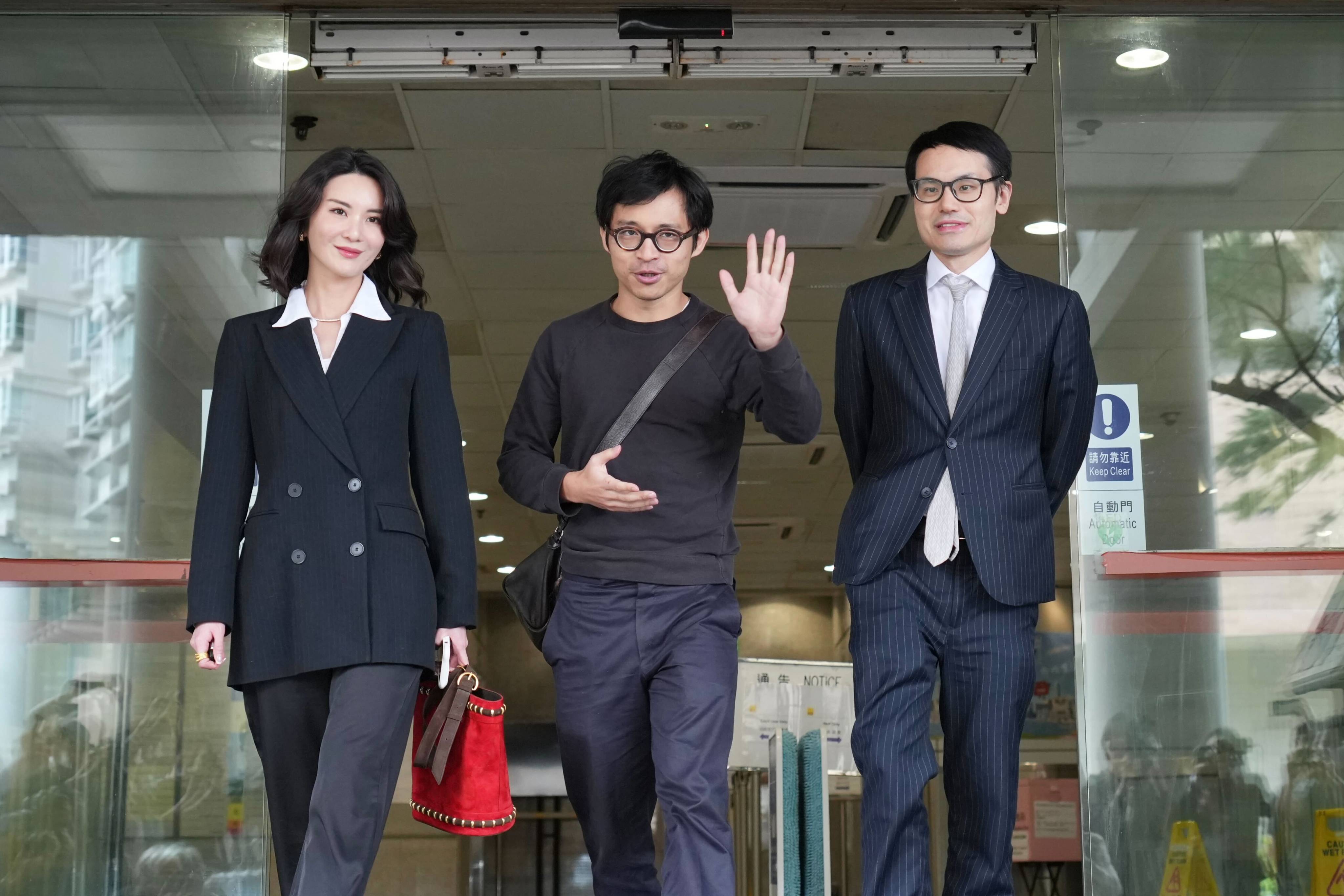 Joseph Lam Chok, centre, leaves Eastern Court after being granted bail over his alleged role in the HK$1.6 billion JPEX cryptocurrency scandal. Photo:  Karma Lo