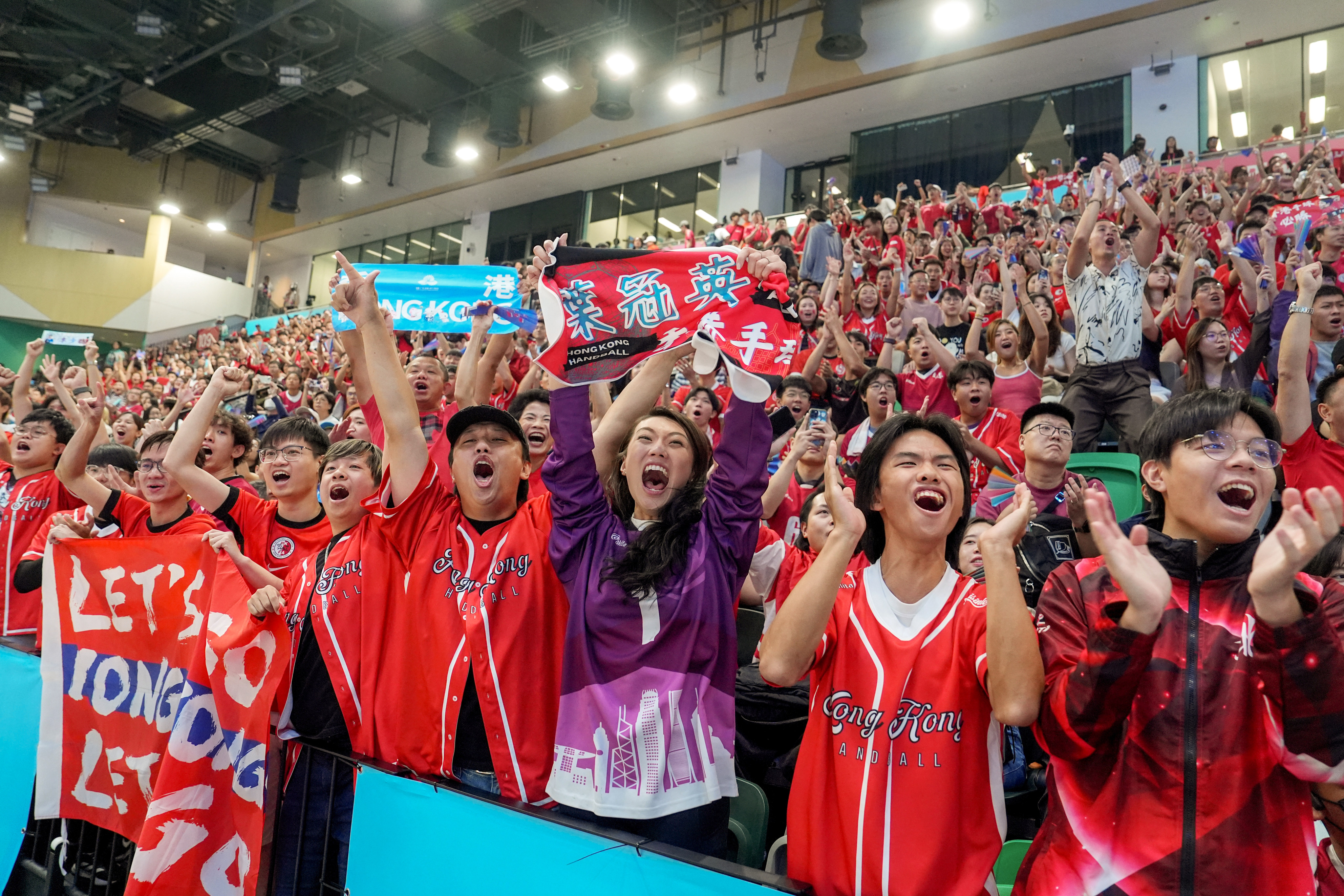 Fans packed into Kai Tak Arena to watch Hong Kong’s men in the semi-finals of the handball tournament. Photo: Elson Li