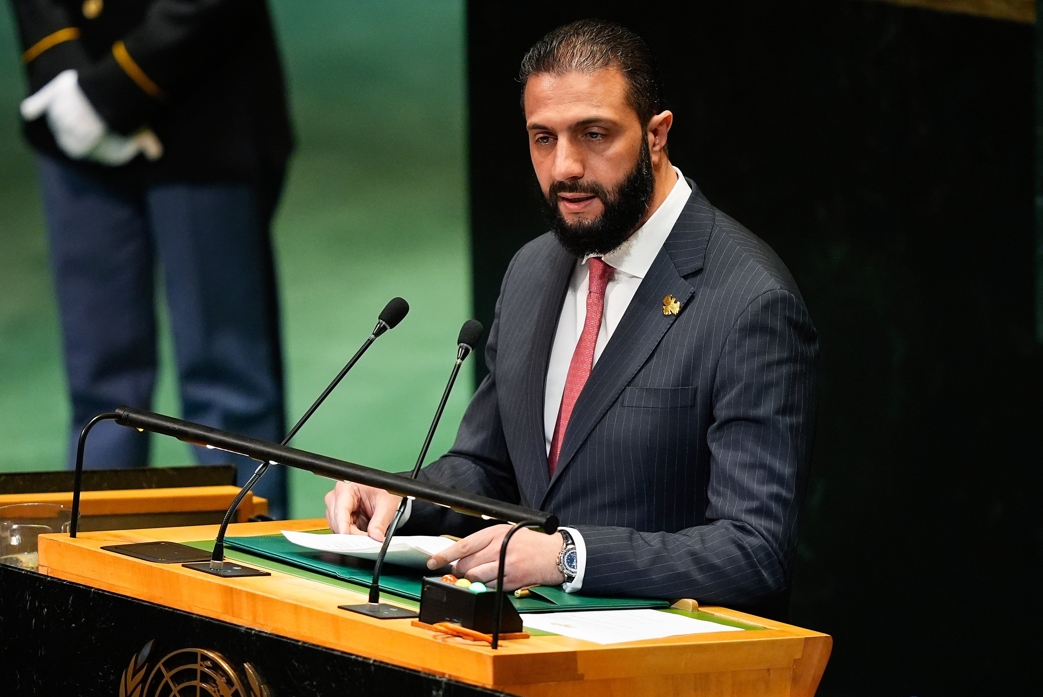 Syria’s President Ahmed Al-Sharaa speaks during the 80th session of the United Nations General Assembly in New York in September. Photo: AP