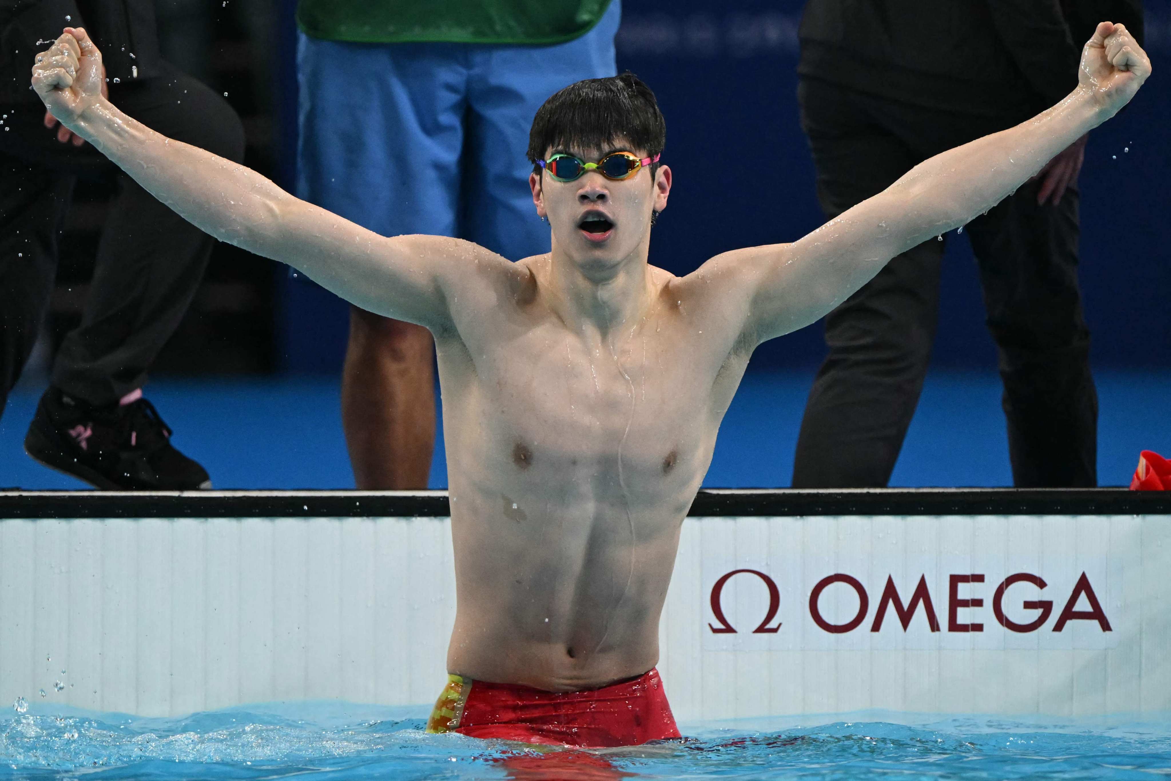 China’s Pan Zhanle won the 100m freestyle in world-record time at the Paris Olympics last year. Photo: AFP