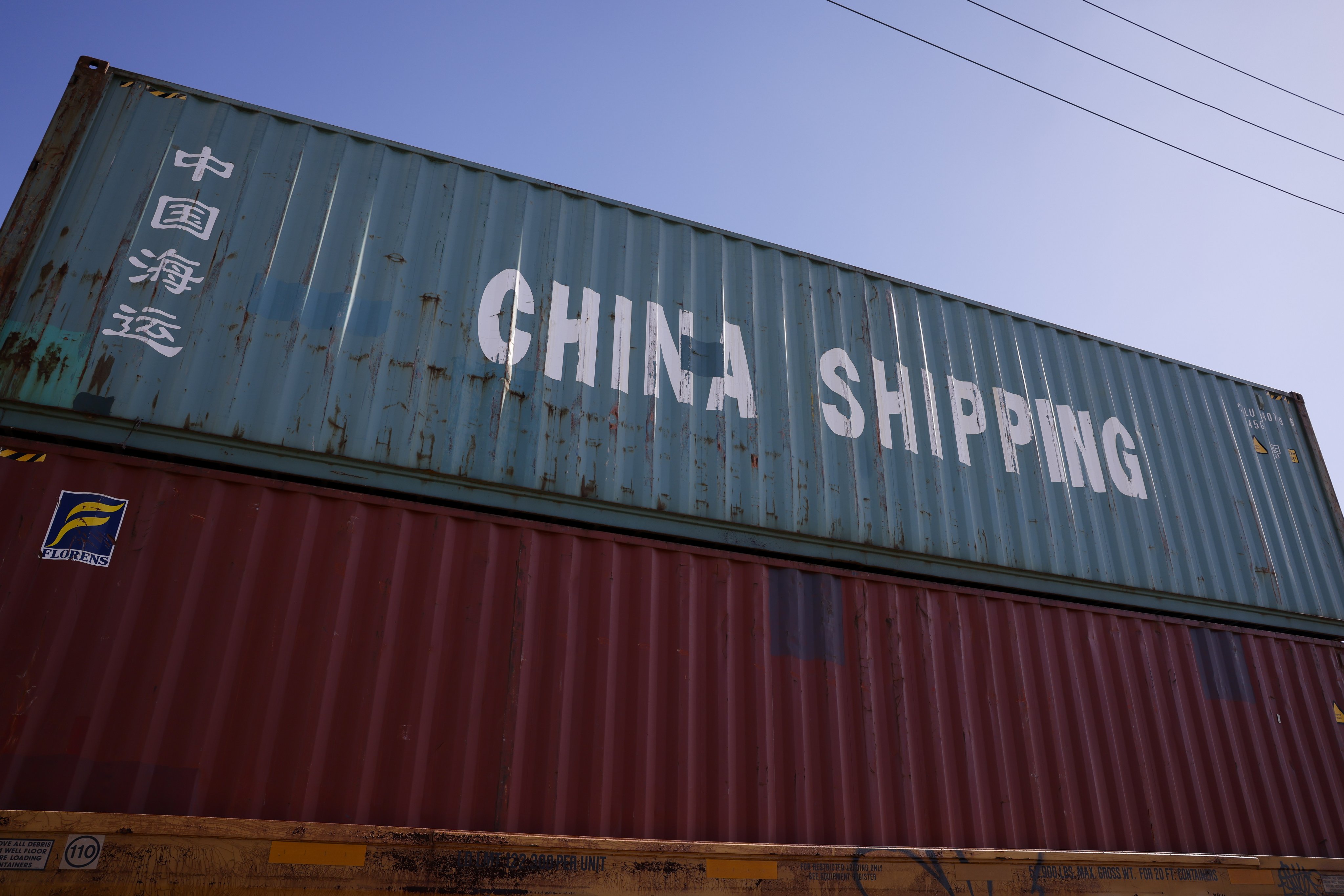 Shipping containers are stacked at the Port of Los Angeles in Los Angeles, California, USA, on October 15. Photo: EPA-EFE