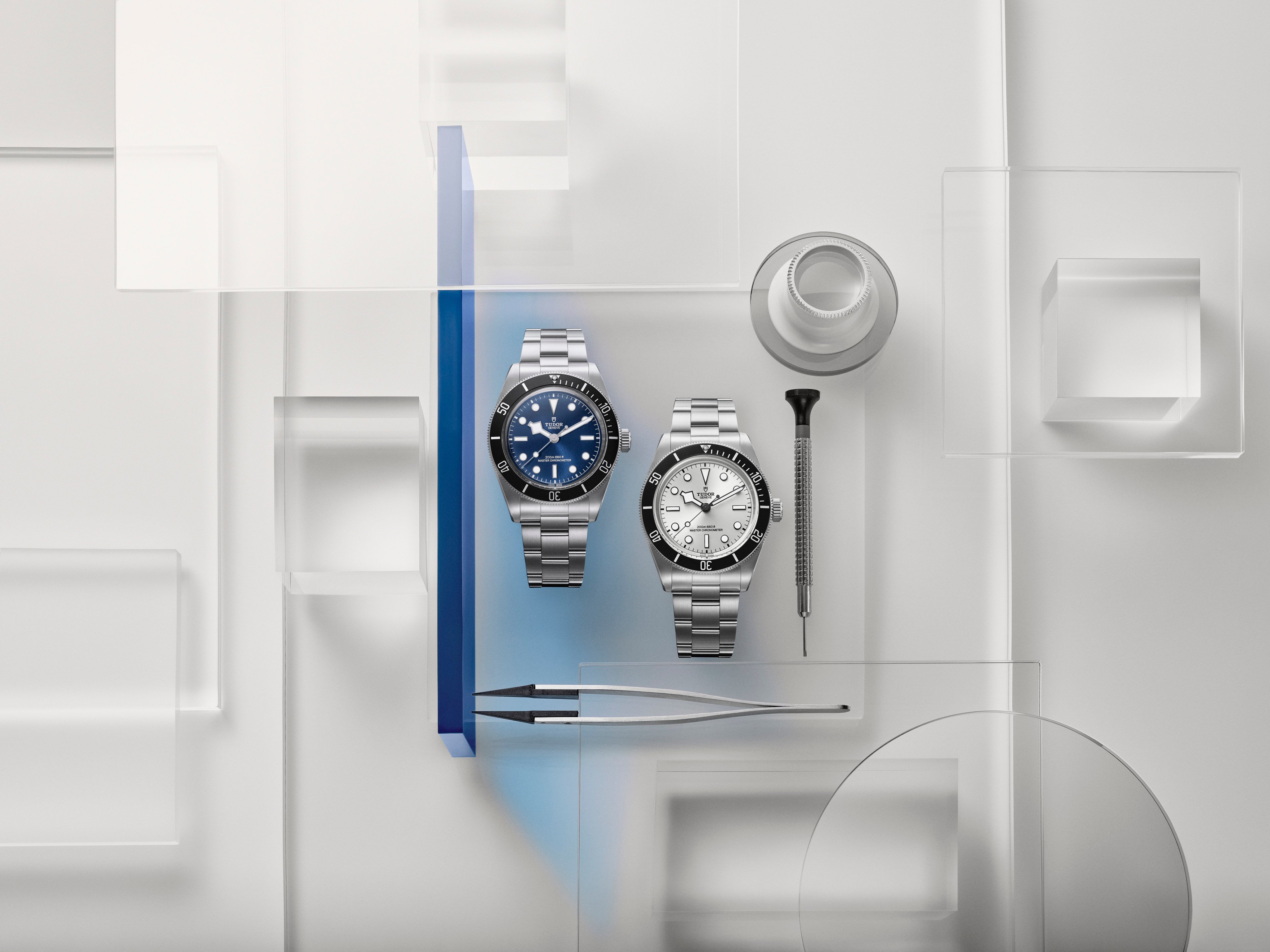 The Tudor Black Bay 68 timepiece is available in steel with a unidirectional black bezel and in either silver or blue dial configurations. Photo: Handout