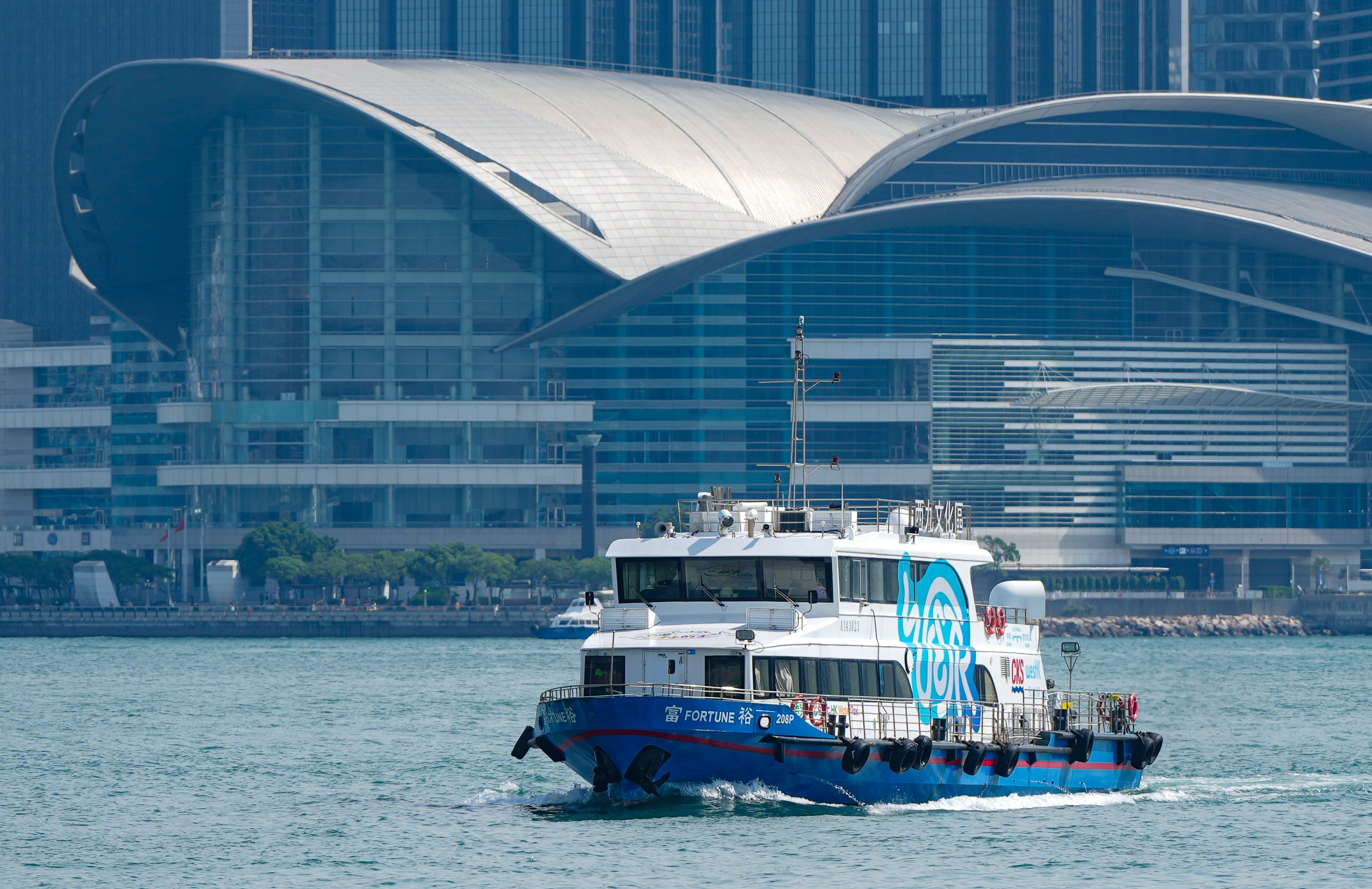 The new WestK Ferry route takes about eight minutes to shuttle between the art hub’s newly built WestK Quay and Central Pier No 9. Photo: Sam Tsang