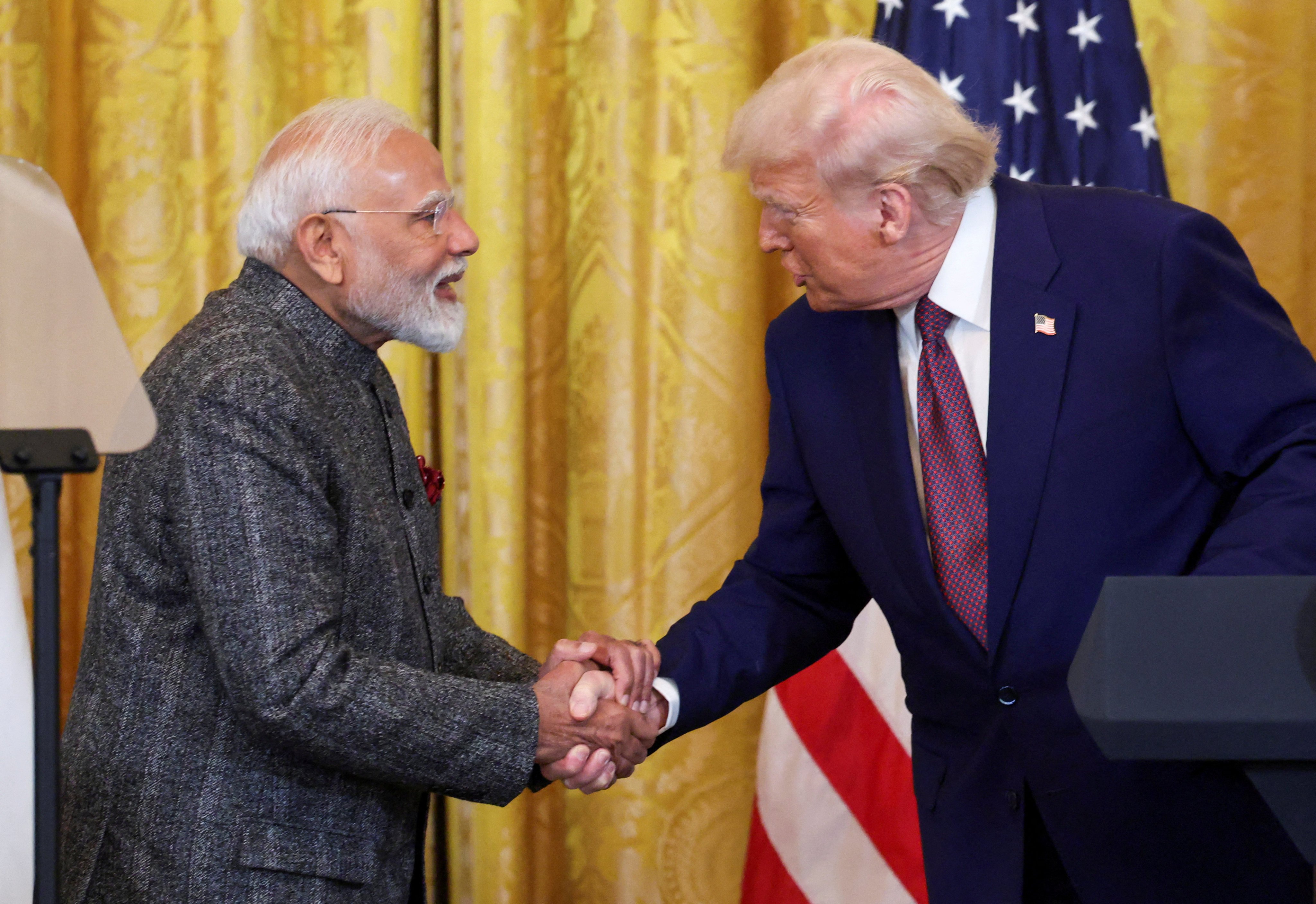 US President Donald Trump and Indian Prime Minister Narendra Modi attend a joint press conference at the White House in Washington in February. Photo: Reuters