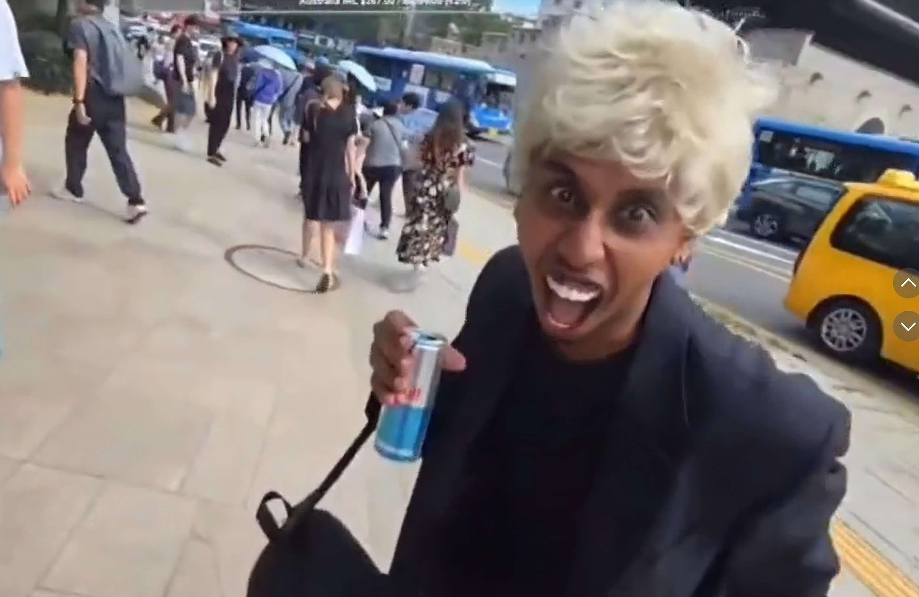 US influencer Johnny Somali harassing pedestrians on the street in South Korea. Photo: TikTok/JohnnySomali