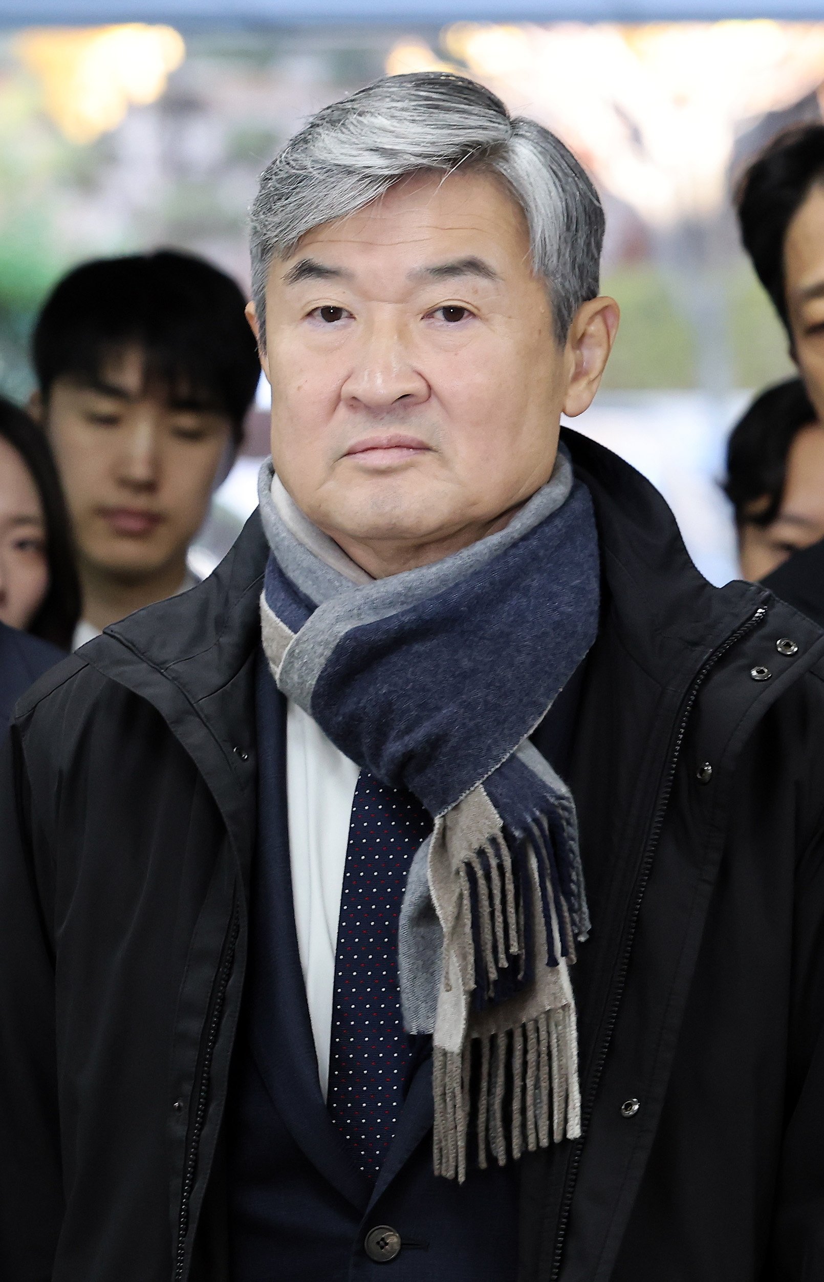 Cho Tae-yong, a former chief of South Korea’s National Intelligence Service, appears at the Seoul Central District Court on Tuesday. Photo: Yonhap/EPA