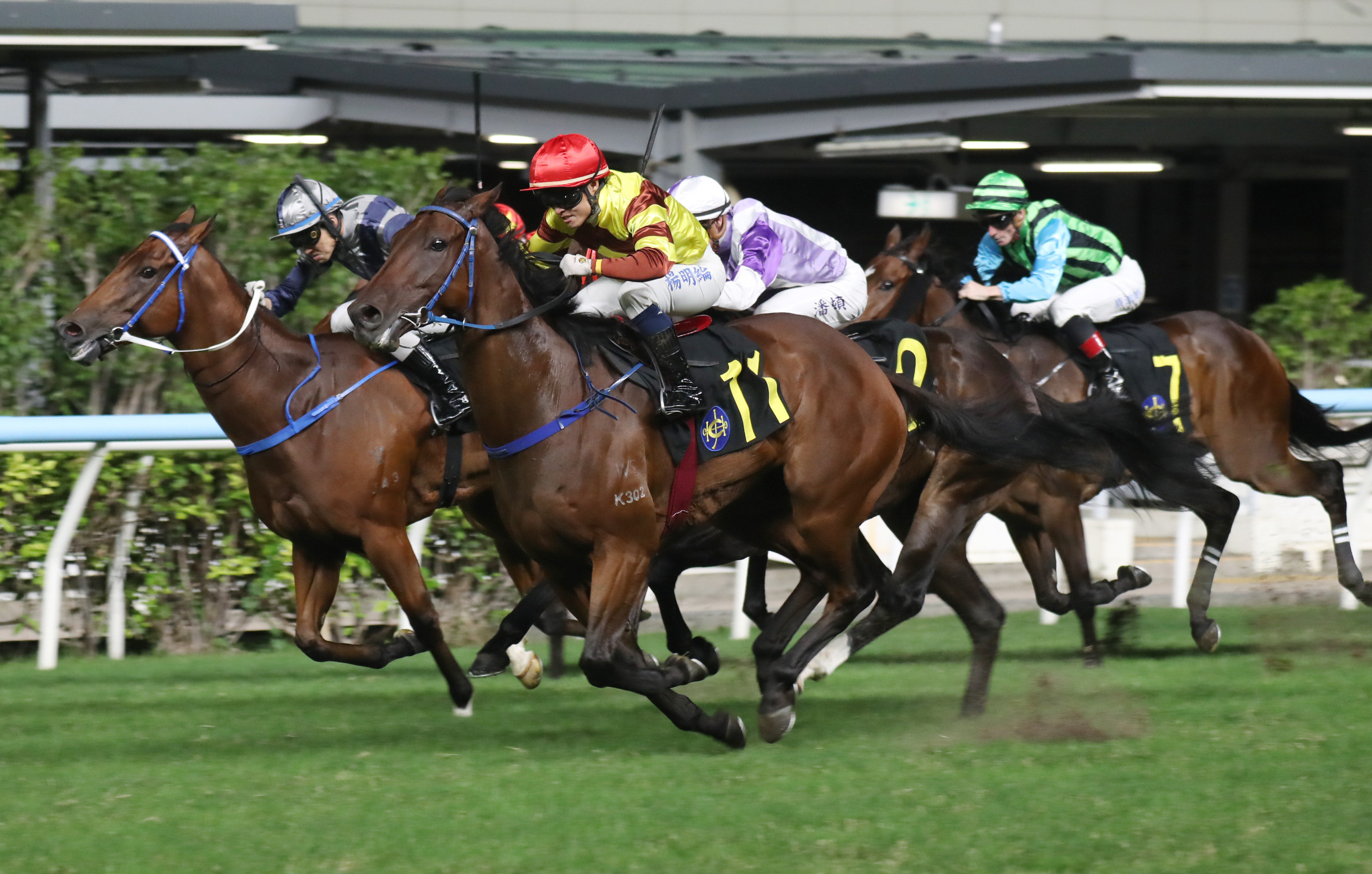 Team Team Folks storms home down the outside to score an upset win at Happy Valley. Photos: Kenneth Chan