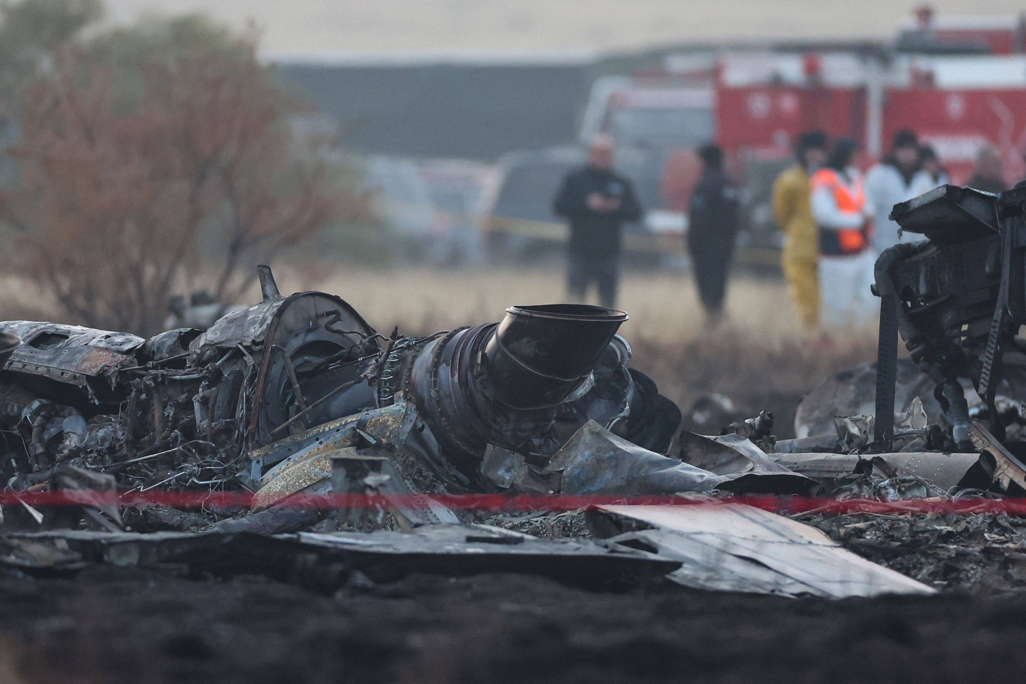 Wreckage at the crash site in the Sighnaghi area, the Georgia-Azerbaijan border. Photo: AFP