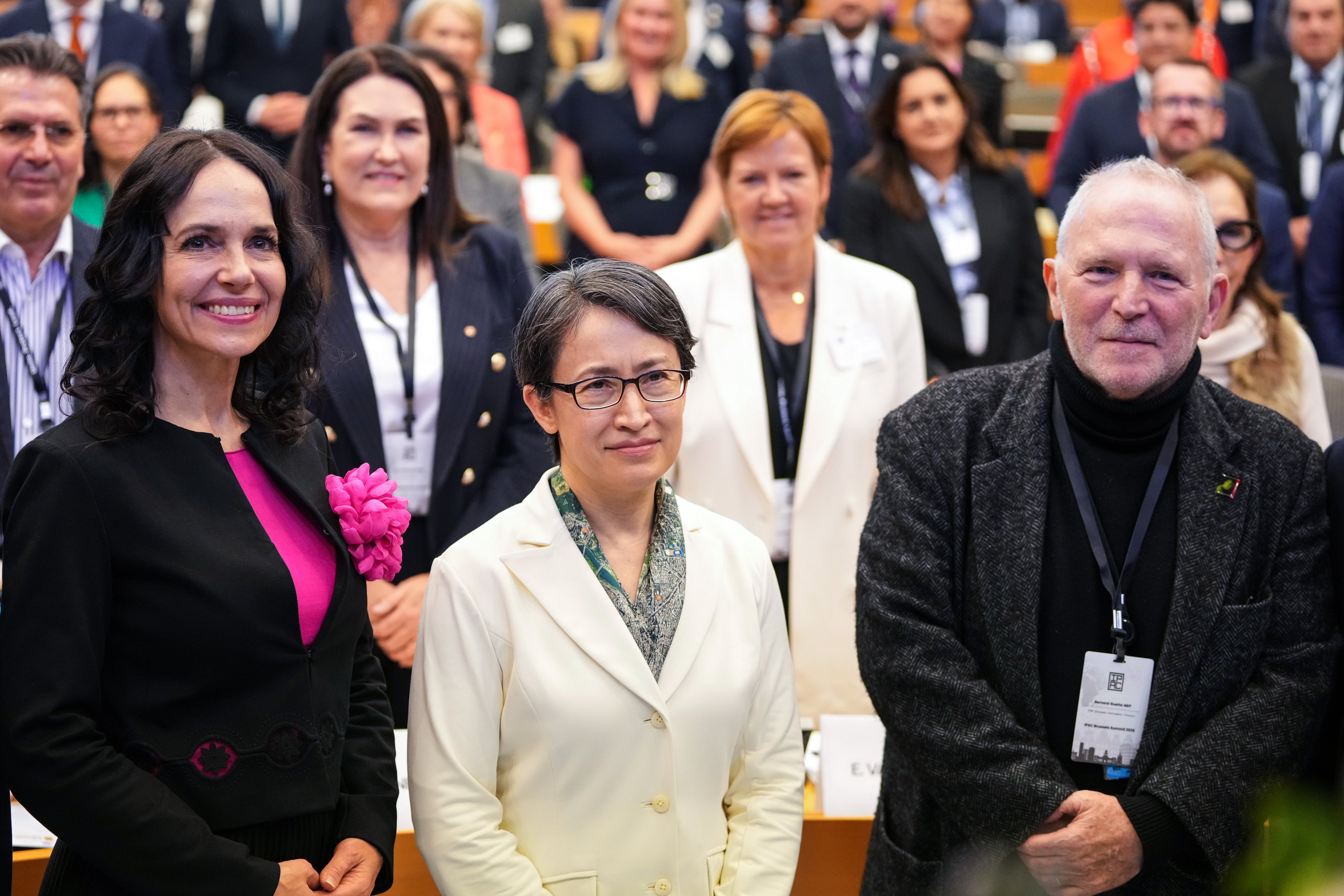 Taiwan’s No 2 leader, Hsiao Bi-khim (centre), after addressing an event at the European Parliament in Brussels, Belgium, on Friday. Photo: AP