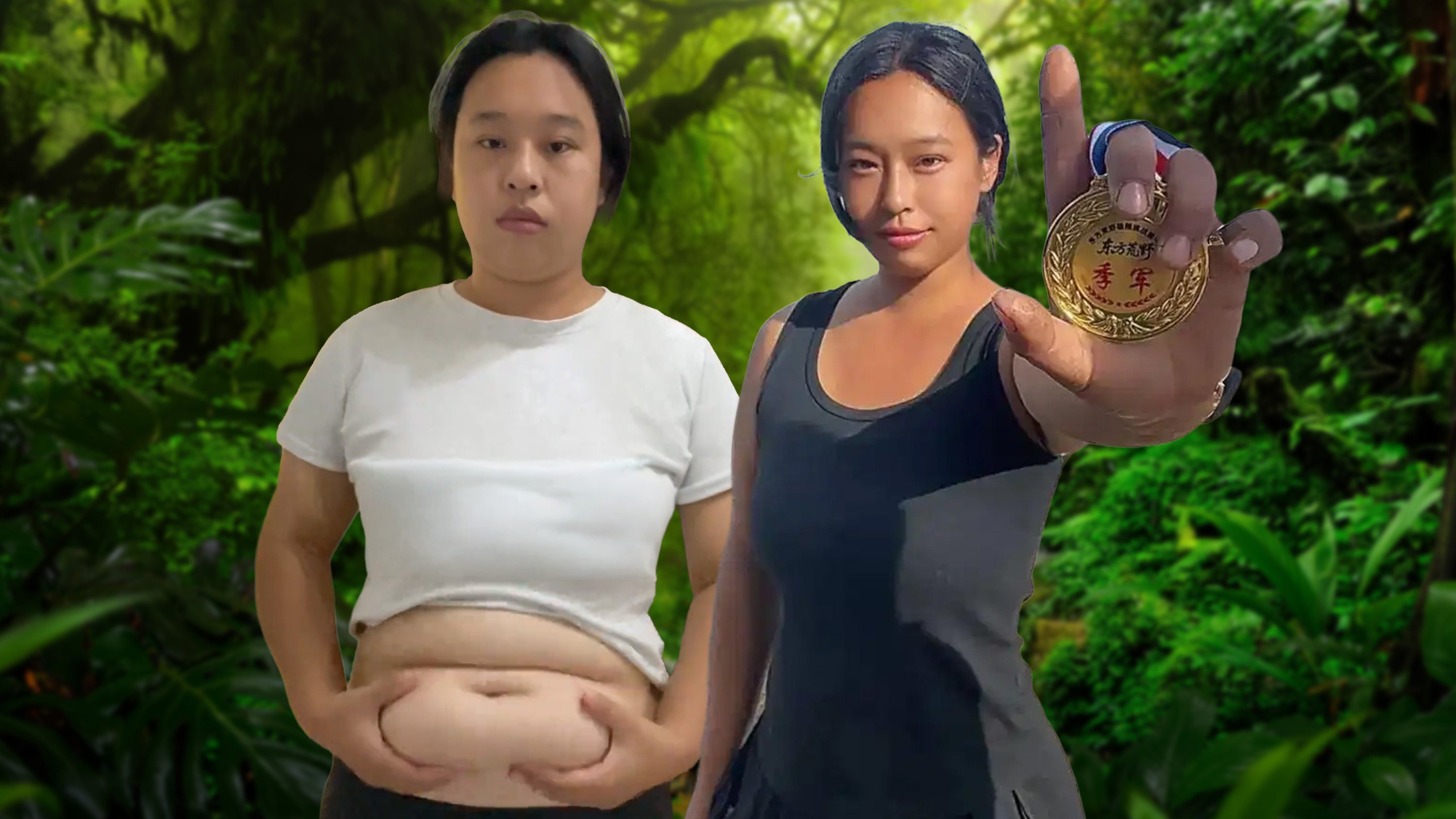 A 25-year-old woman from China took part in a 35-day wilderness survival challenge, during which she ate a total of 50 rats. Photo: SCMP composite/Douyin