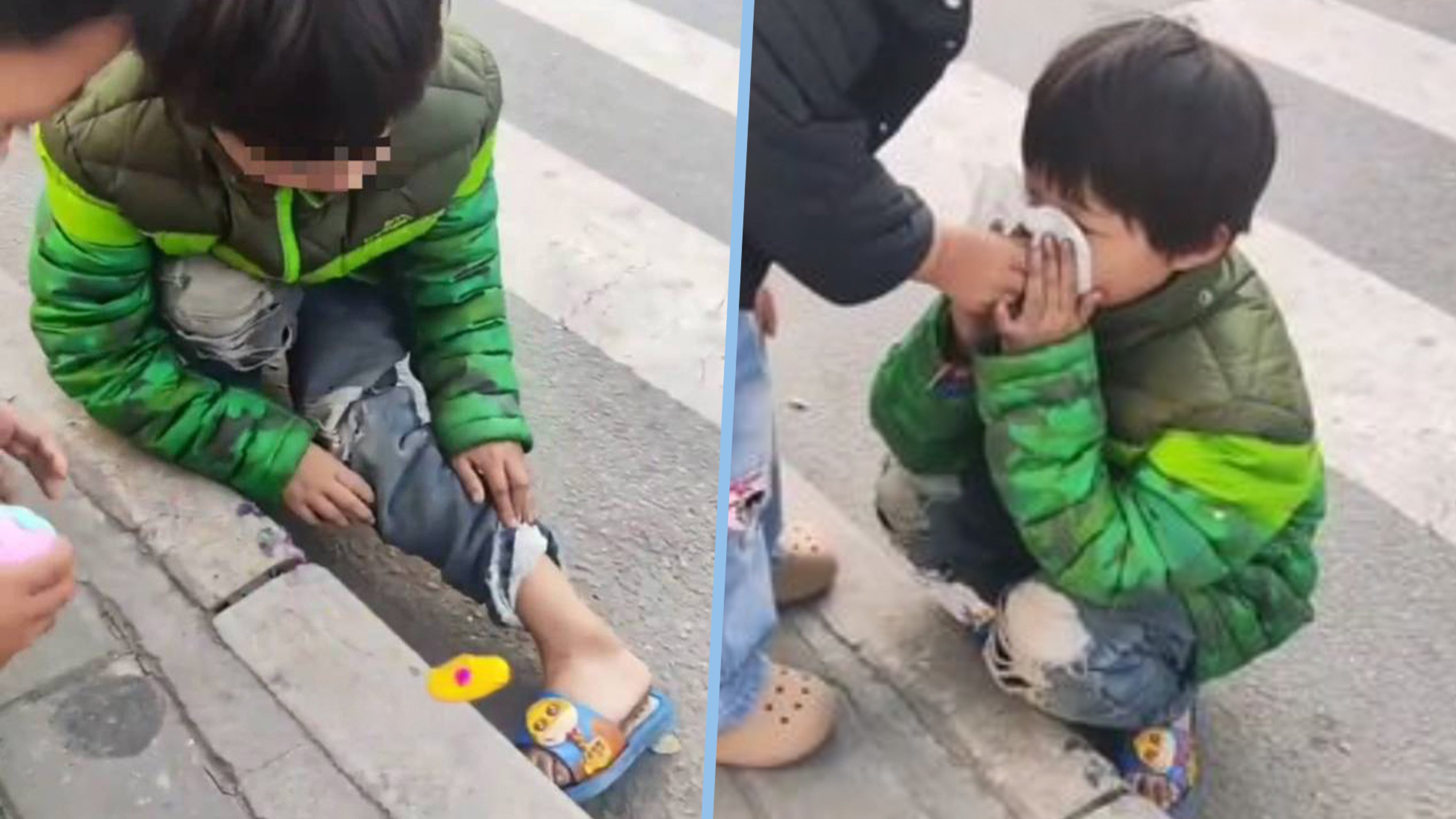 A little girl in China has captured national attention after a video emerged showing her scavenging for food in the cold wearing slippers. Photo: SCMP composite/Douyin