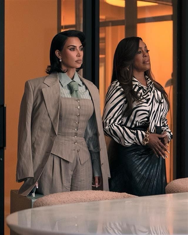 Kim Kardashian and Niecy Nash give a masterclass in power dressing in Ryan Murphy’s new series, All’s Fair. Photo: @allsfaironhulu/Instagram