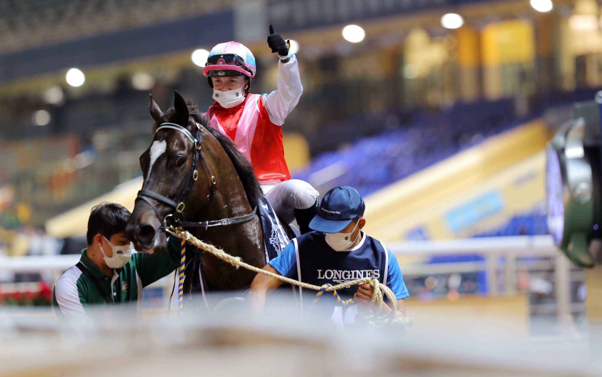 Hollie Doyle celebrates her win aboard Harmony N Blessed back in 2020.