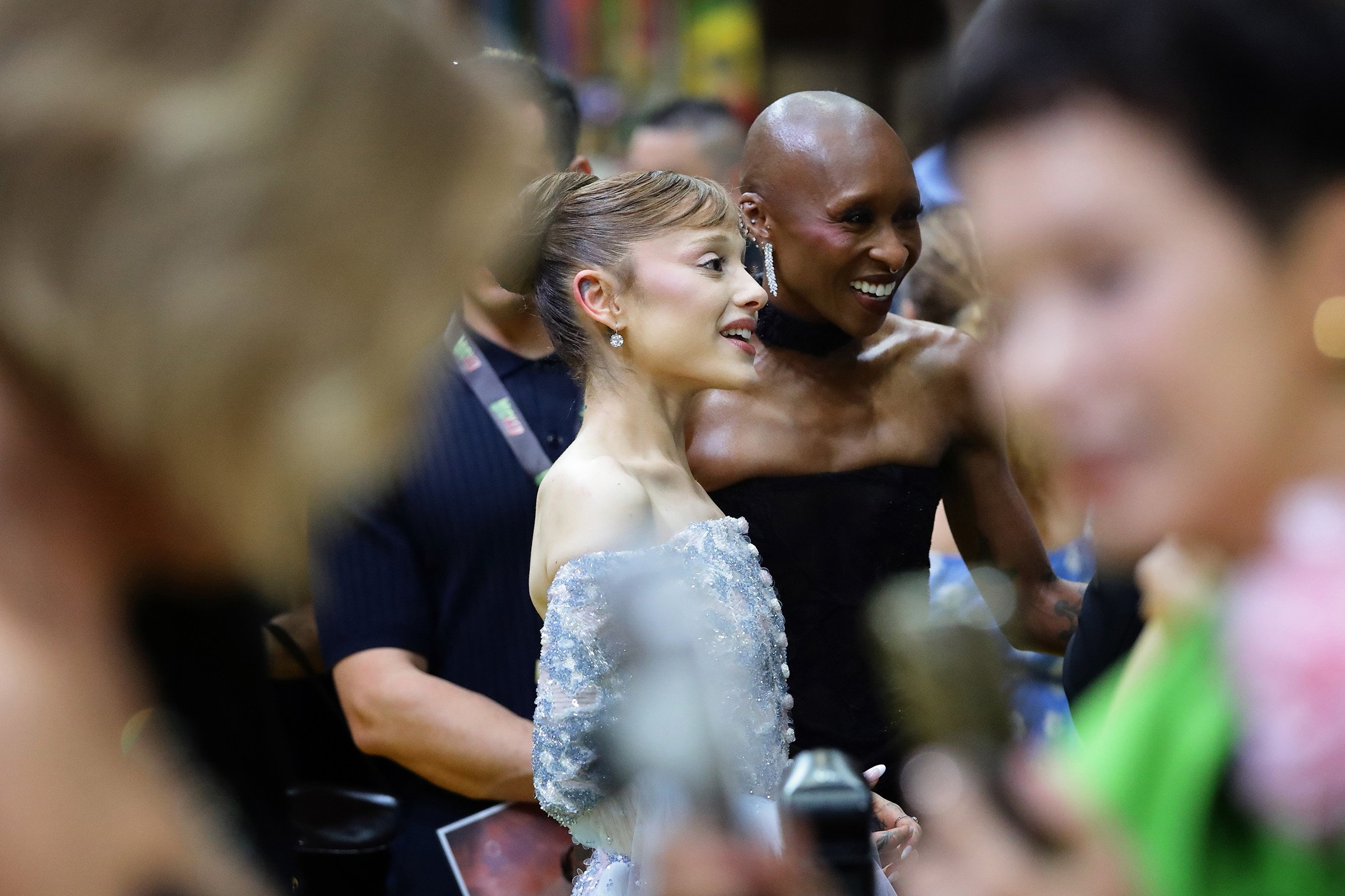 Ariana Grande (left) and Cynthia Erivo attend the “Wicked: For Good” premiere in Singapore on Thursday. Photo: Getty Images/TNS
