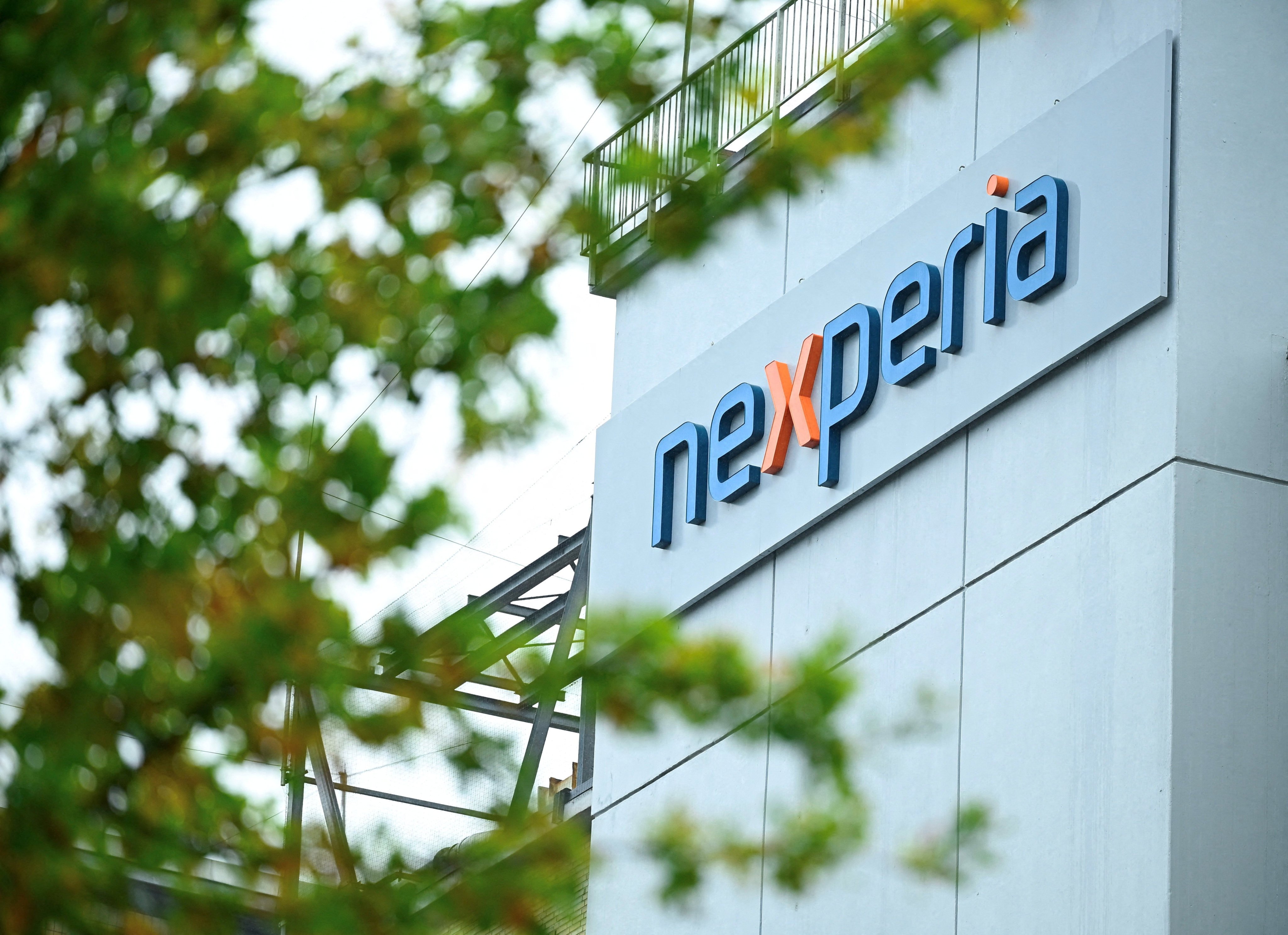 The logo of semiconductor company Nexperia is displayed at the chipmaker’s German facility. Photo: Reuters