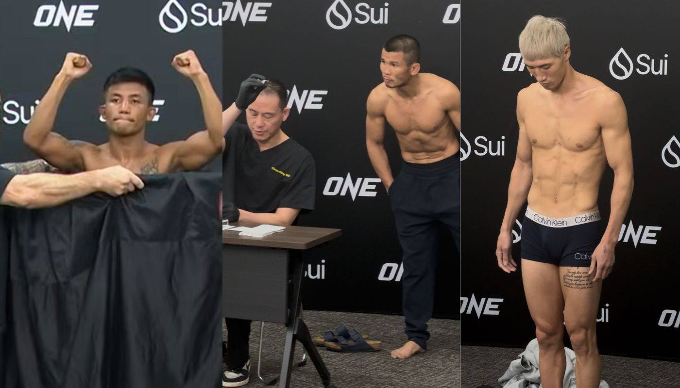From left, Rodtang made his weight before feeling unwell, while Nong-O and Anpo both failed their weigh-ins. Photo: Handout