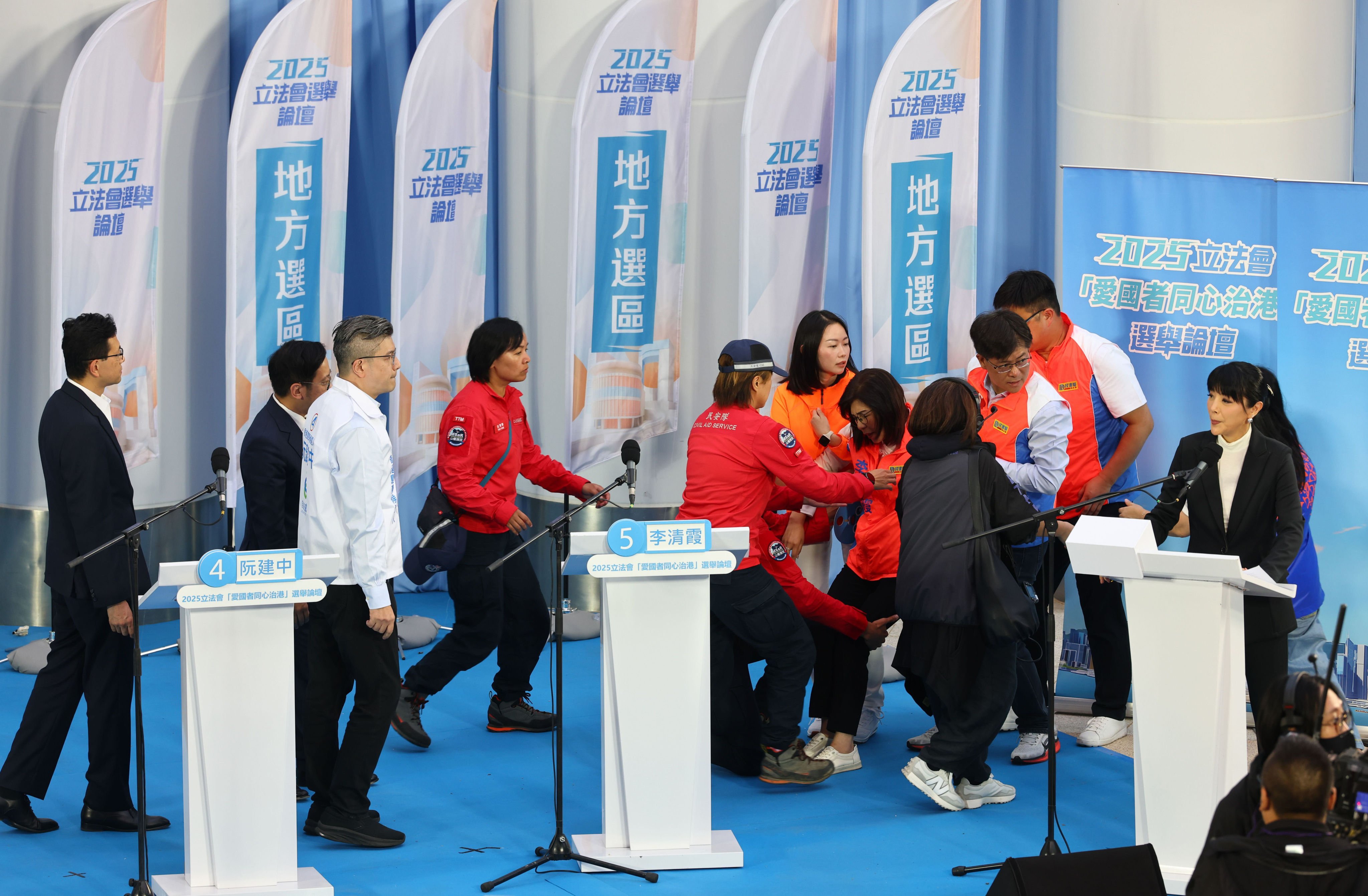Lee Ching-har collapsed on stage during an election forum on Saturday afternoon. Photo: Dickson Lee