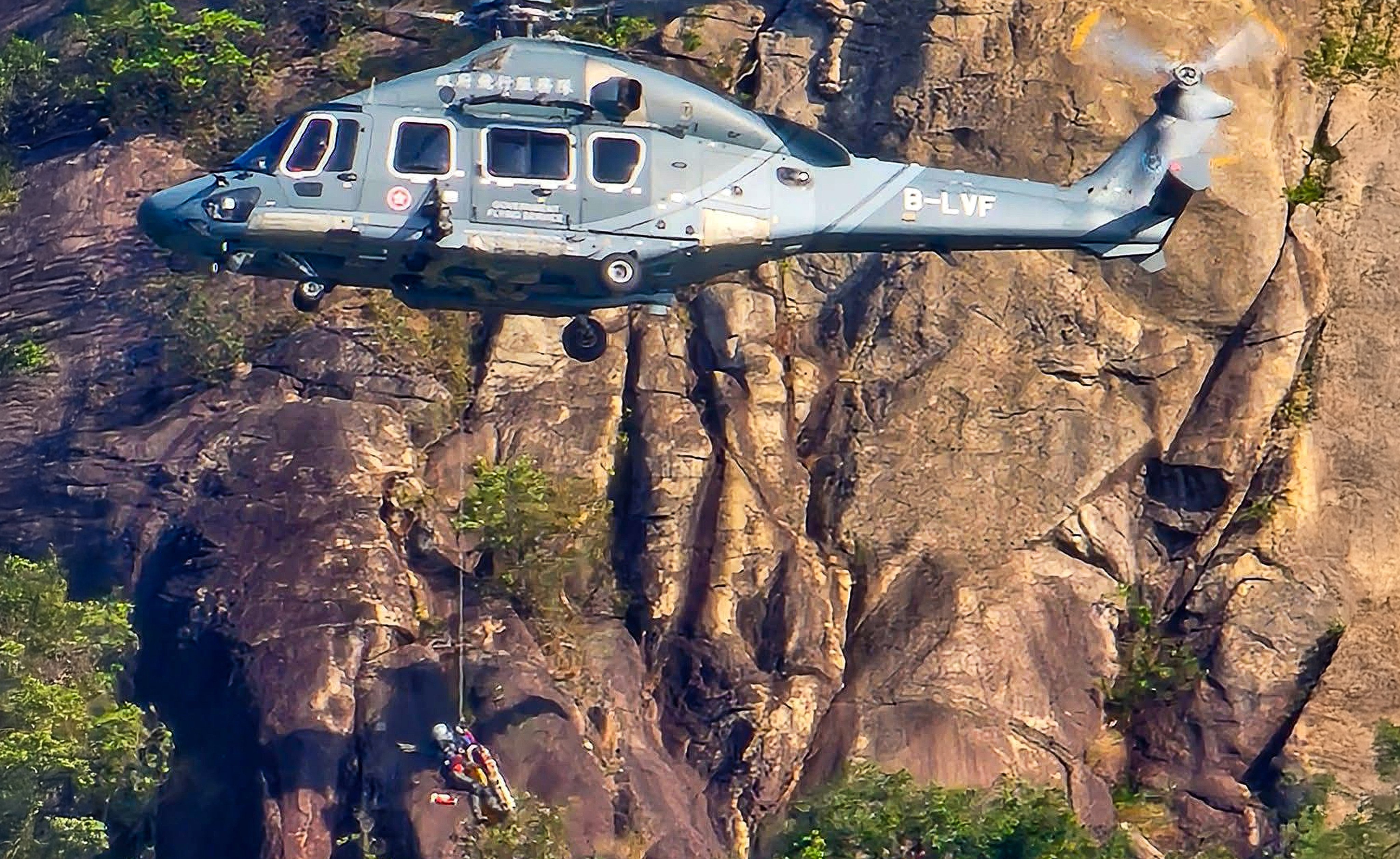 A Government Flying Service helicopter was deployed to recover the man’s body. Photo: Handout