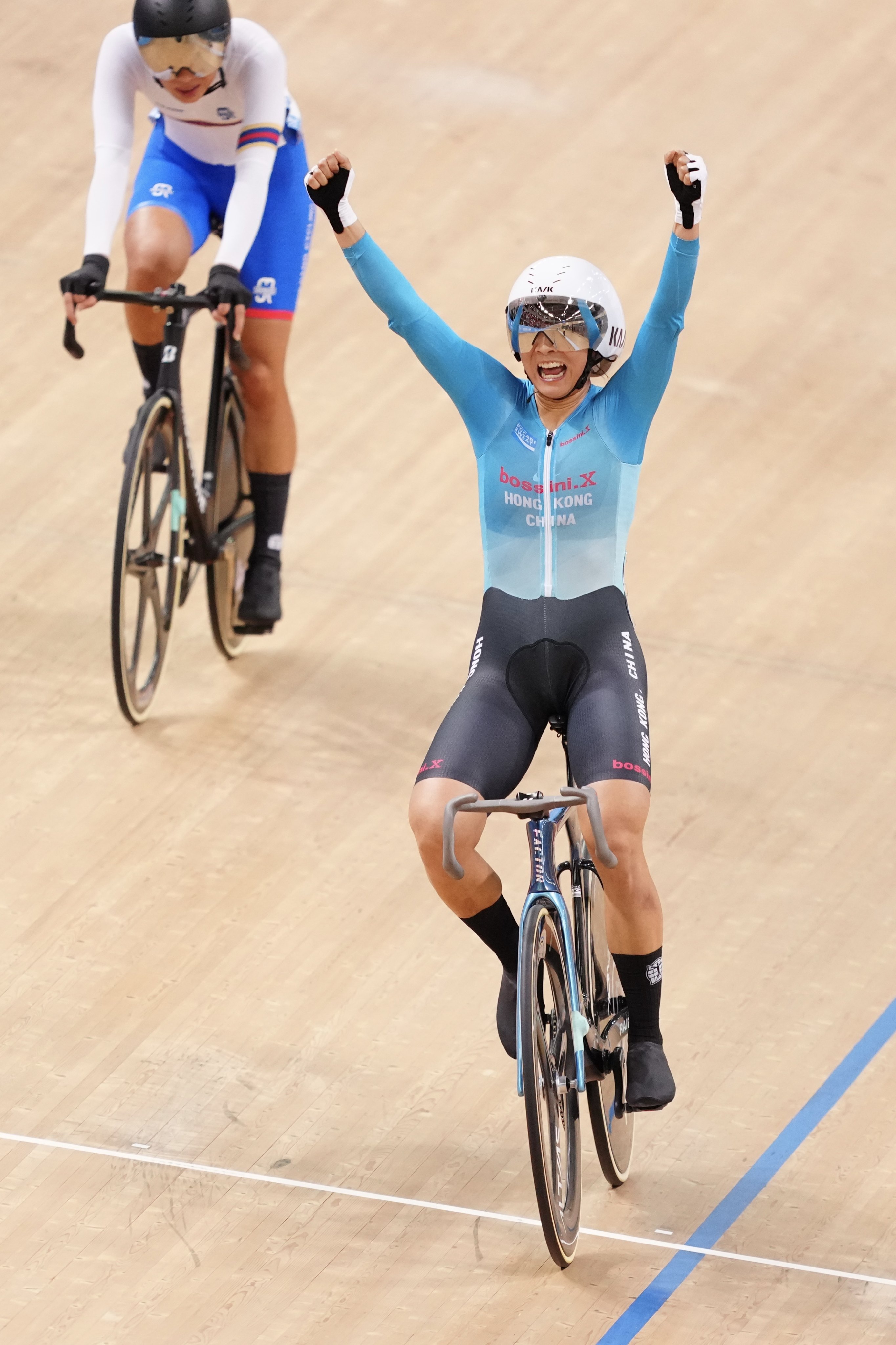 Hong Kong’s Ceci Lee celebrates winning her third gold of the National Games. Photo: Karma Lo
