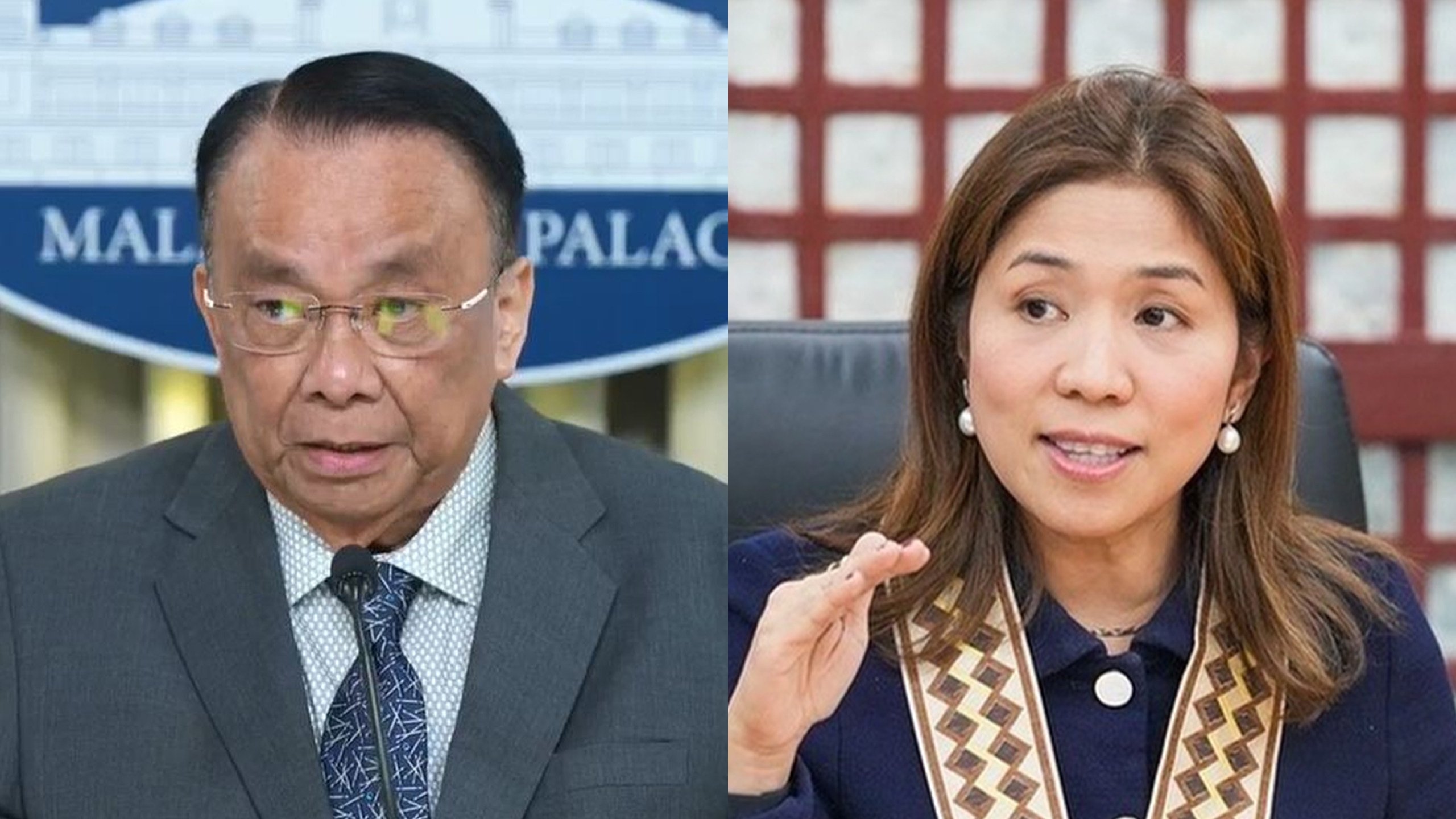 Top Philippine officials Executive Secretary Lucas Bersamin (left) Budget Secretary Amenah Pangandaman resigned on Monday. Photo: Handout