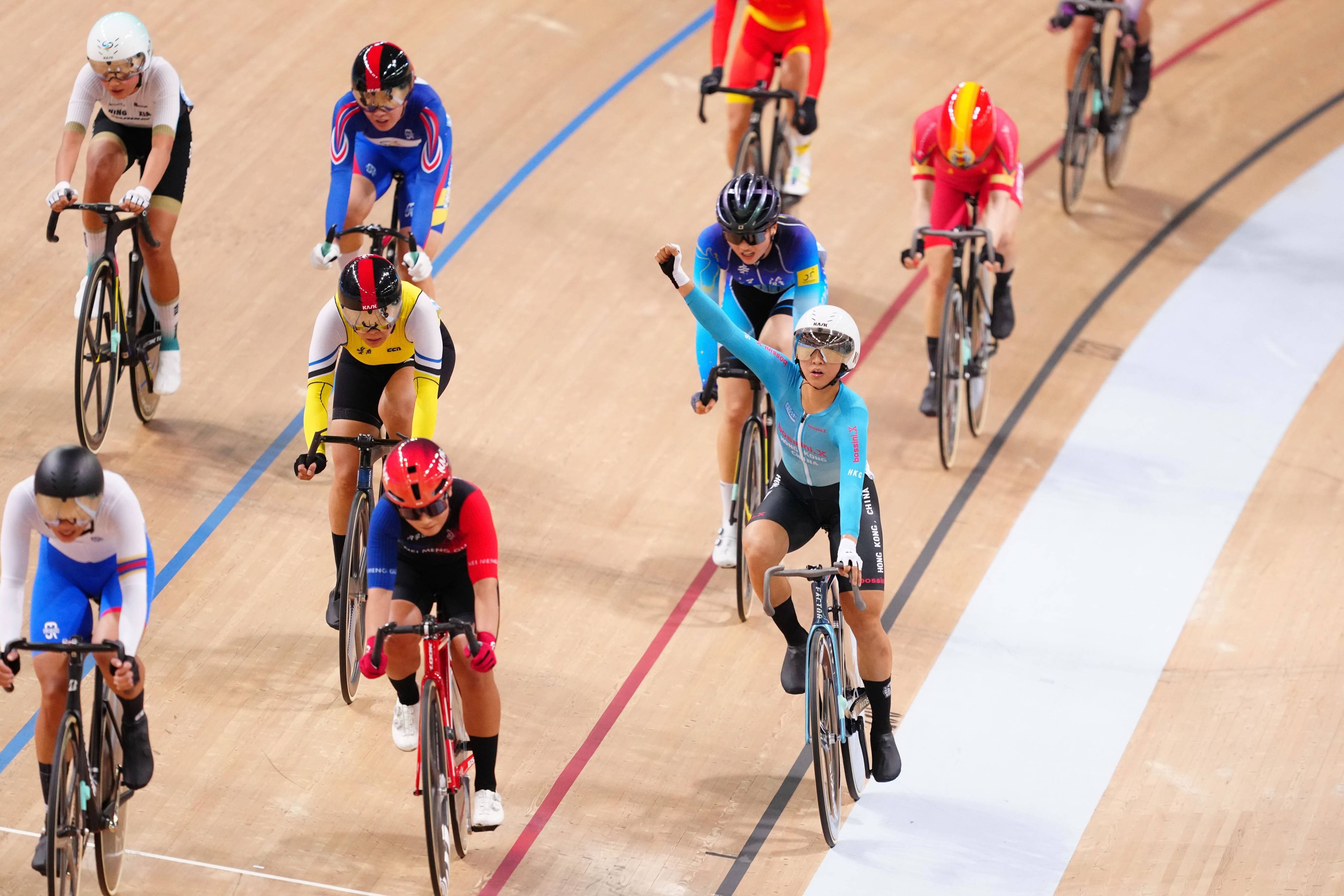 Hong Kong’s Ceci Lee won the omnium on Monday to claim her third gold medal of the National Games. Photo: Karma Lo