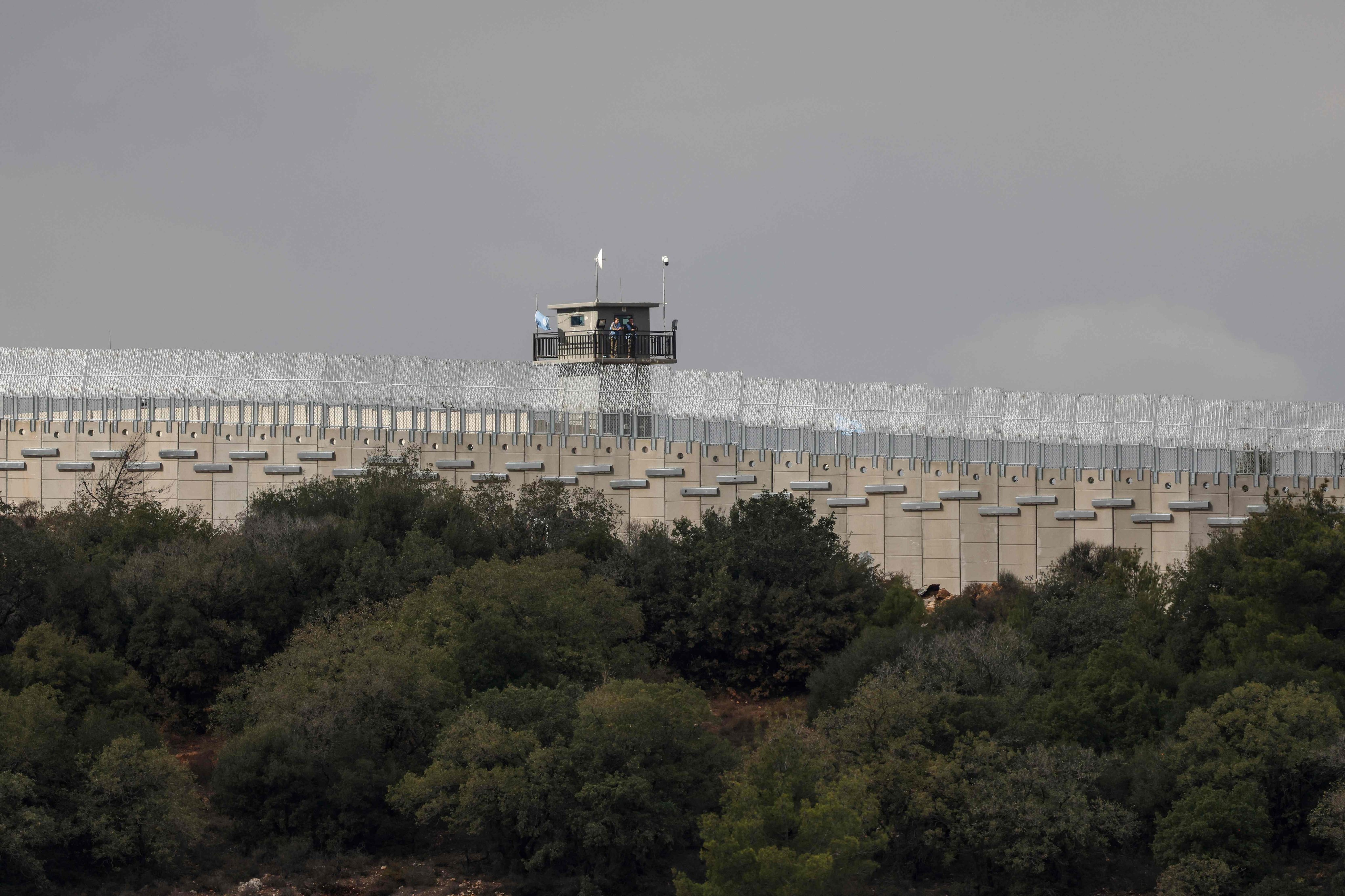 A United Nations Interim Force in Lebanon (UNIFIL) watchtower on the Lebanese side of the border separating northern Israel from southern Lebanon on November 16, 2025. Photo: AFP