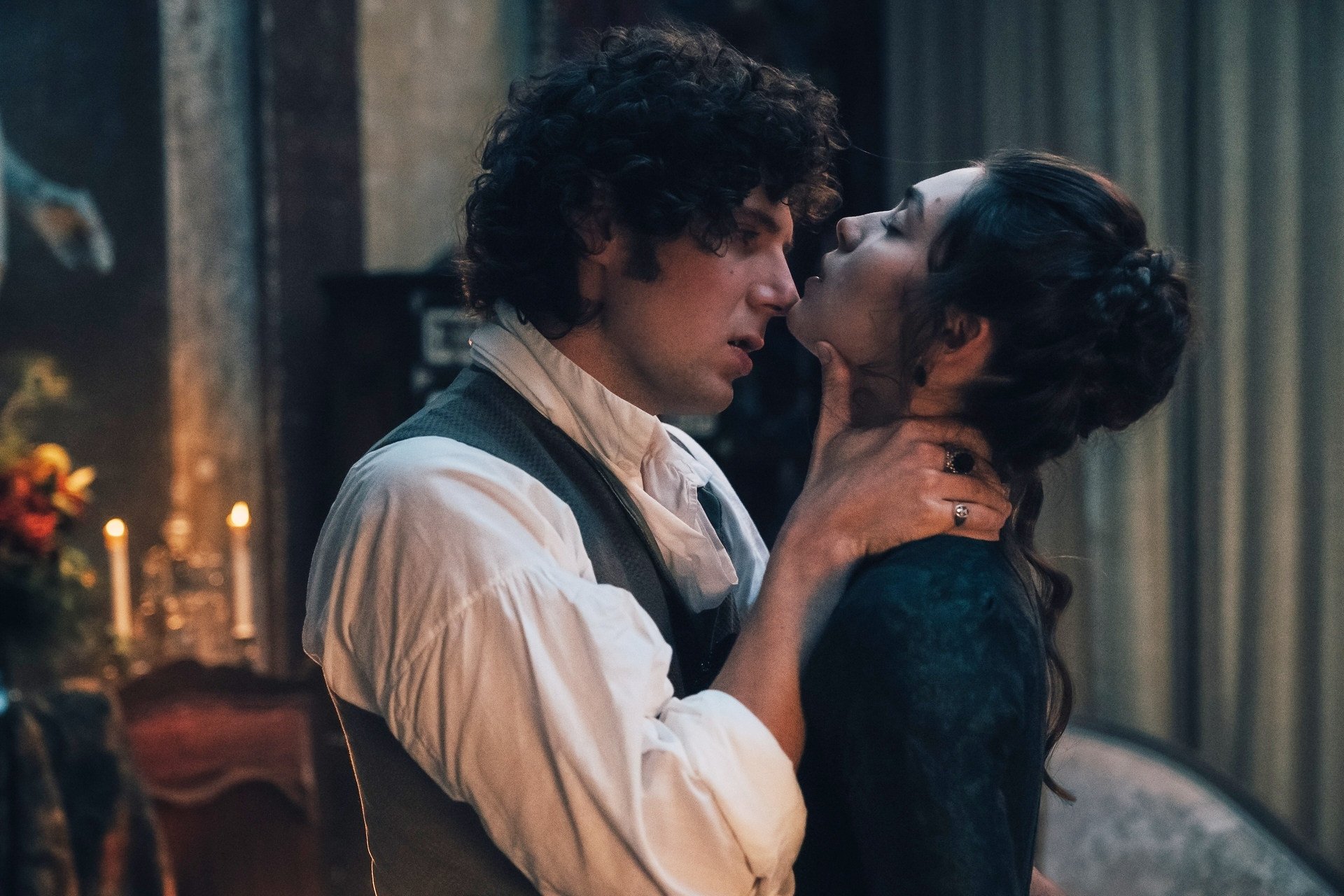 Vincent Lacoste and Anamaria Vartolomei in a scene from “The Seduction.” (Caroline Dubois/HBO via AP)