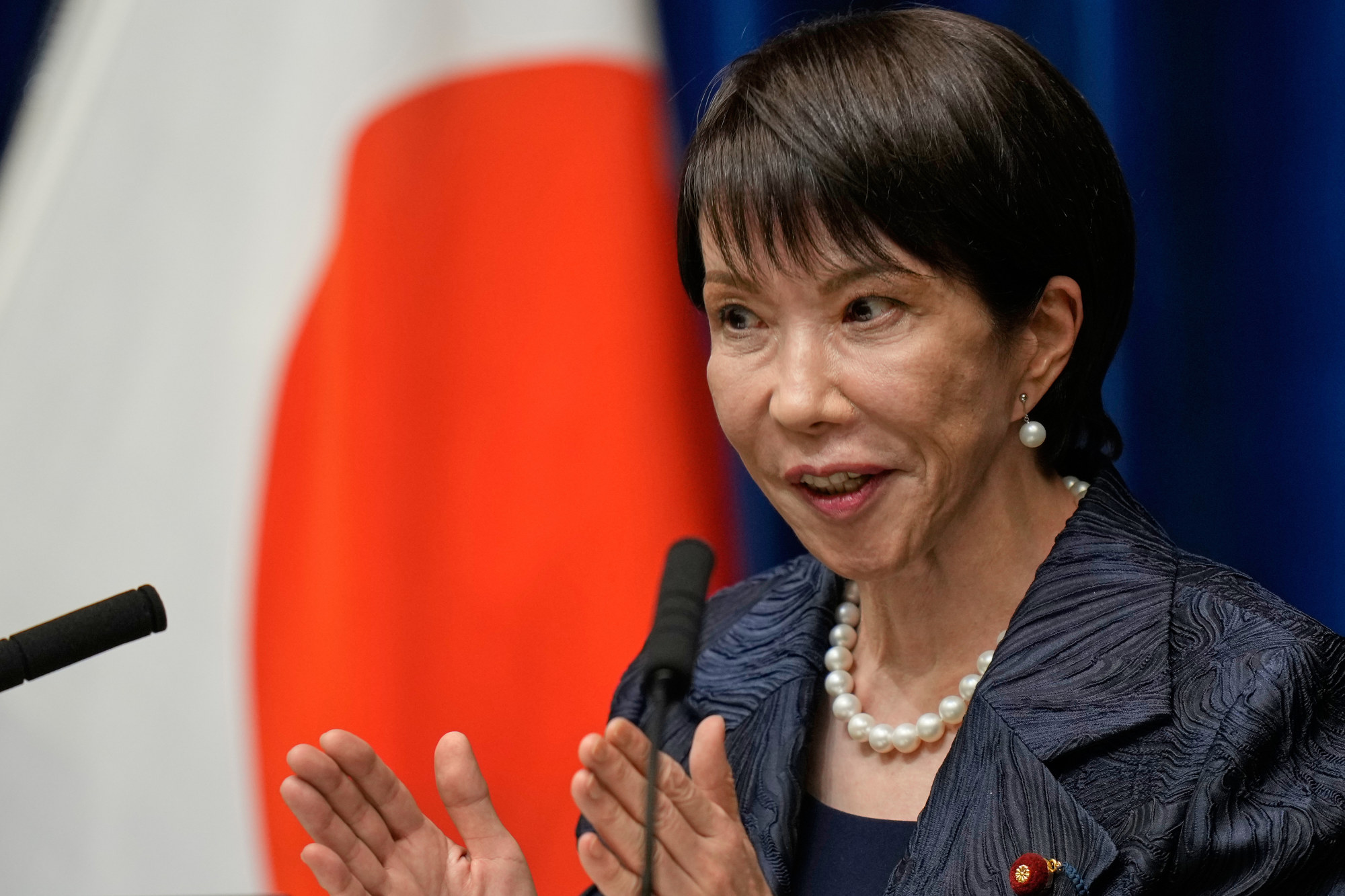 Japanese Prime Minister Sanae Takaichi speaks during a news conference at the prime minister’s office in Tokyo on October 21. Photo: AP