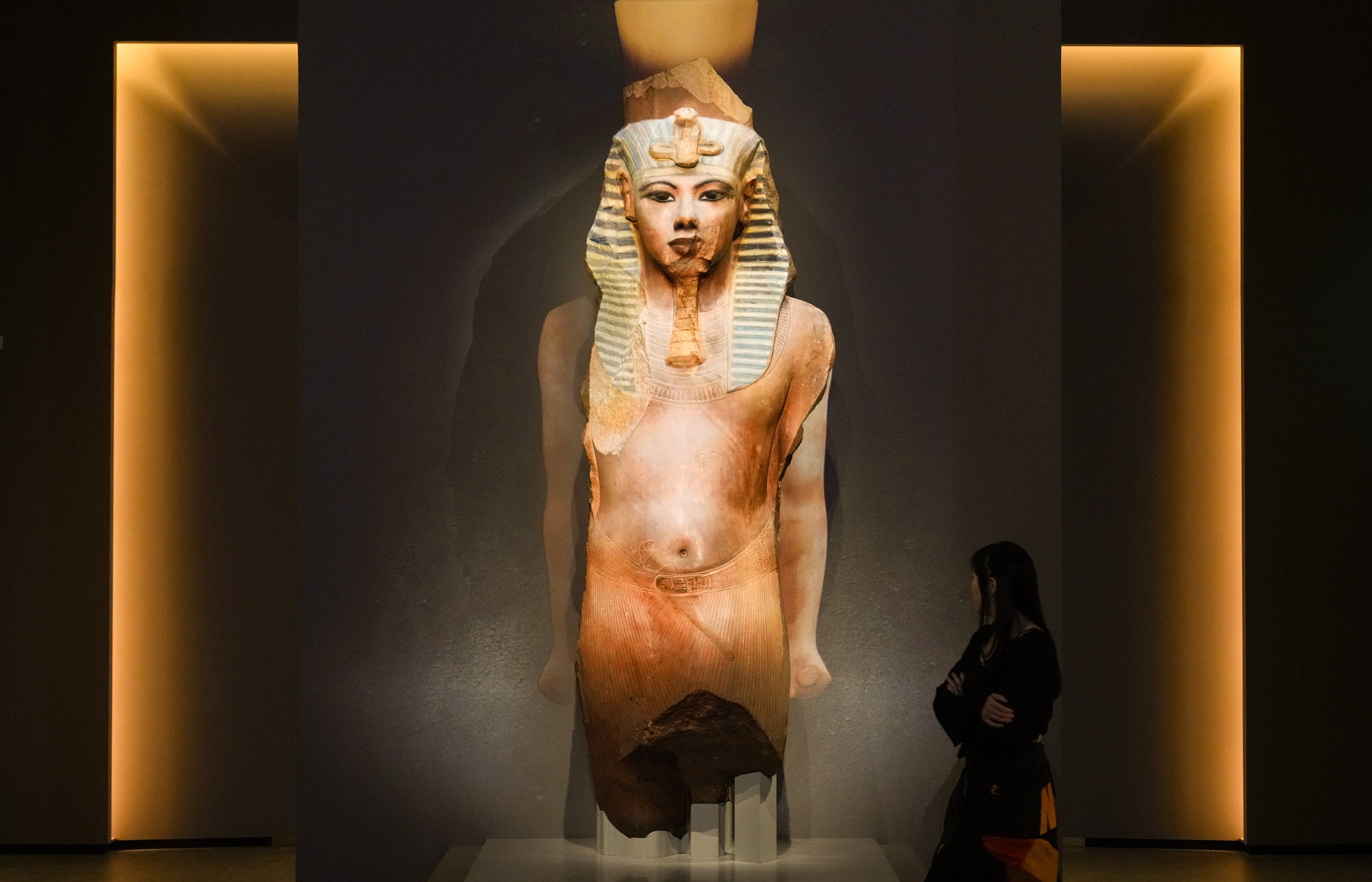 A statue of Tutankhamun is the centrepiece of the show at the Hong Kong Palace Museum. Photo: Sam Tsang
