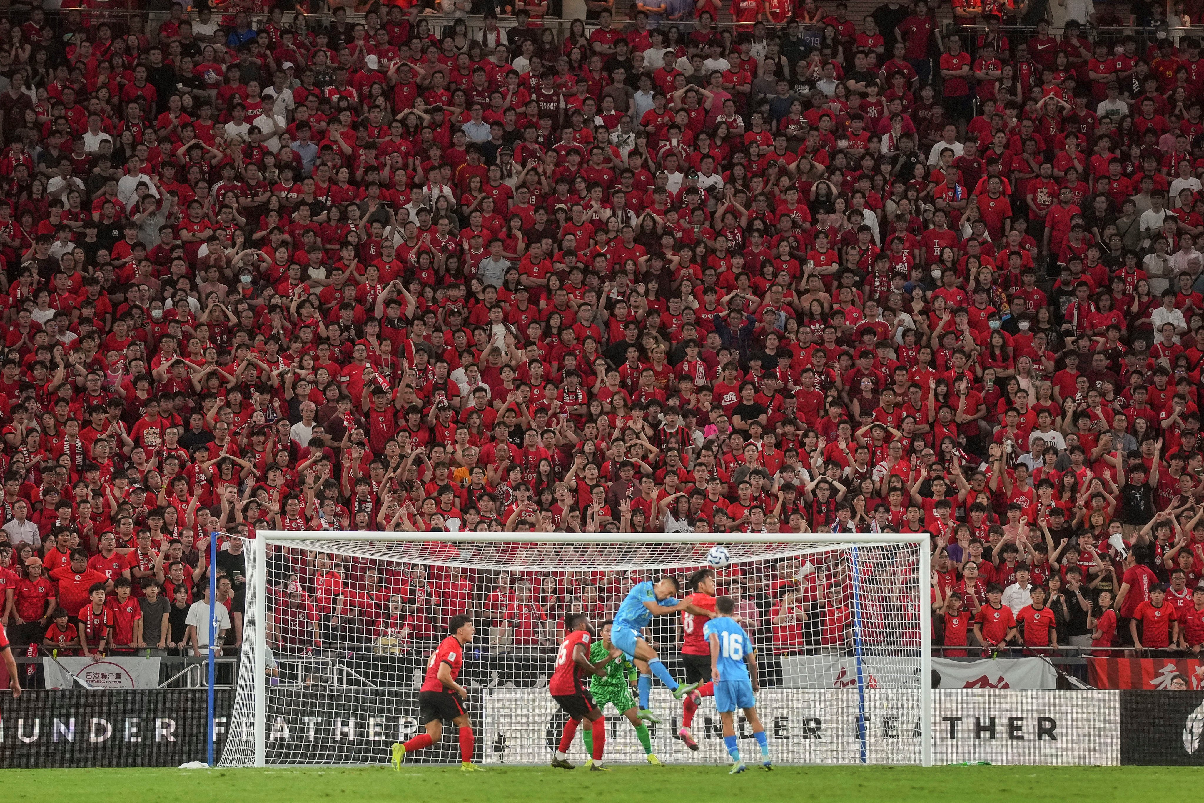 Hong Kong (in red) beat India in an Asian Cup qualifying match at Kai Tak Stadium in June. Photo: Elson Li