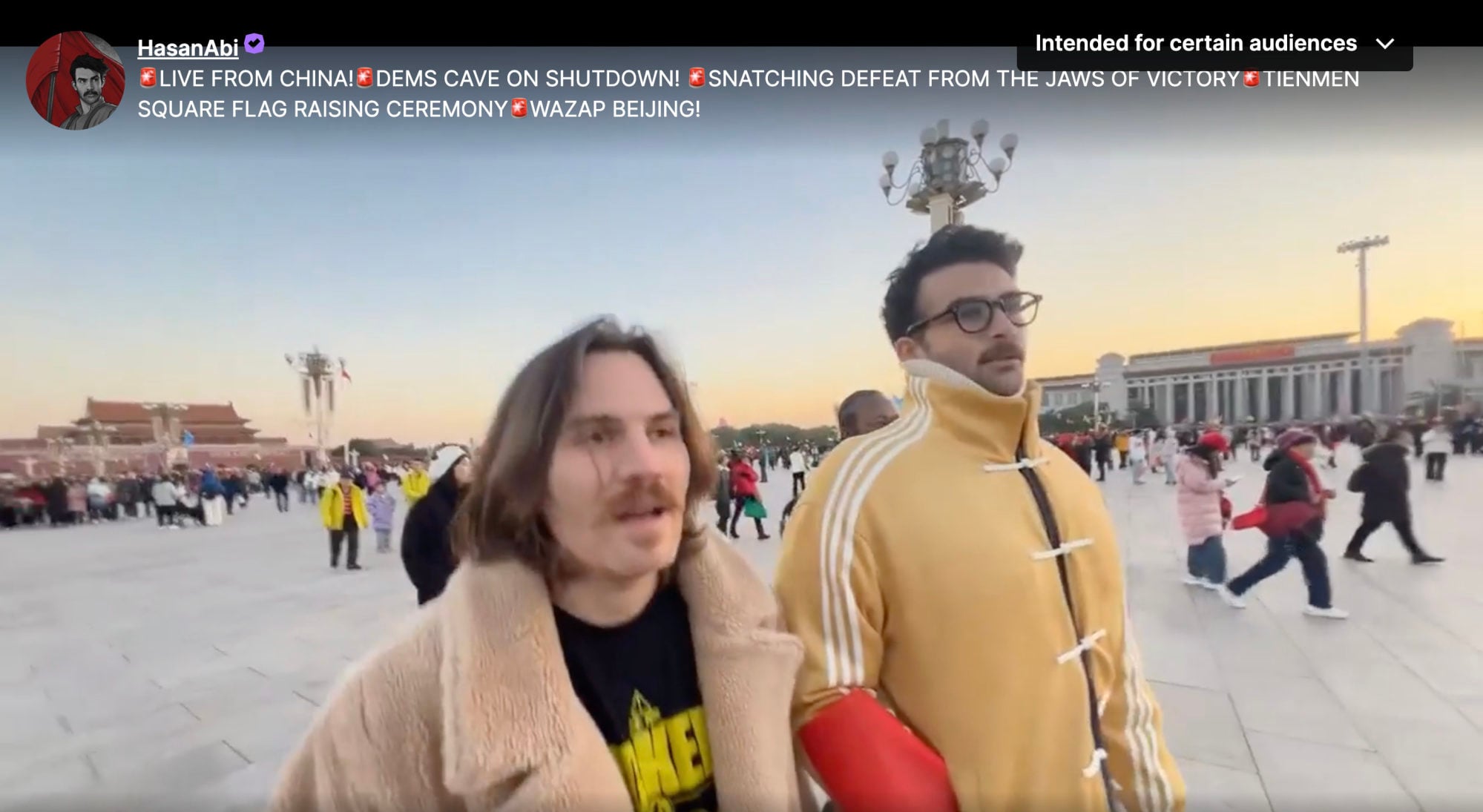 Hasan Piker and his crew have been travelling around China, a visit the influencer describes as a “dream come true”. Photo: Screenshot from Twitch