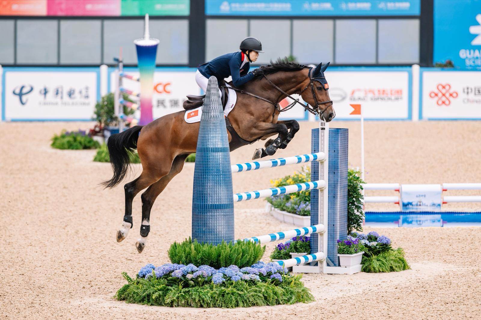 Hong Kong’s Jacqueline Lai finished fifth in the showjumping final after a jump-off. Photo: Handout