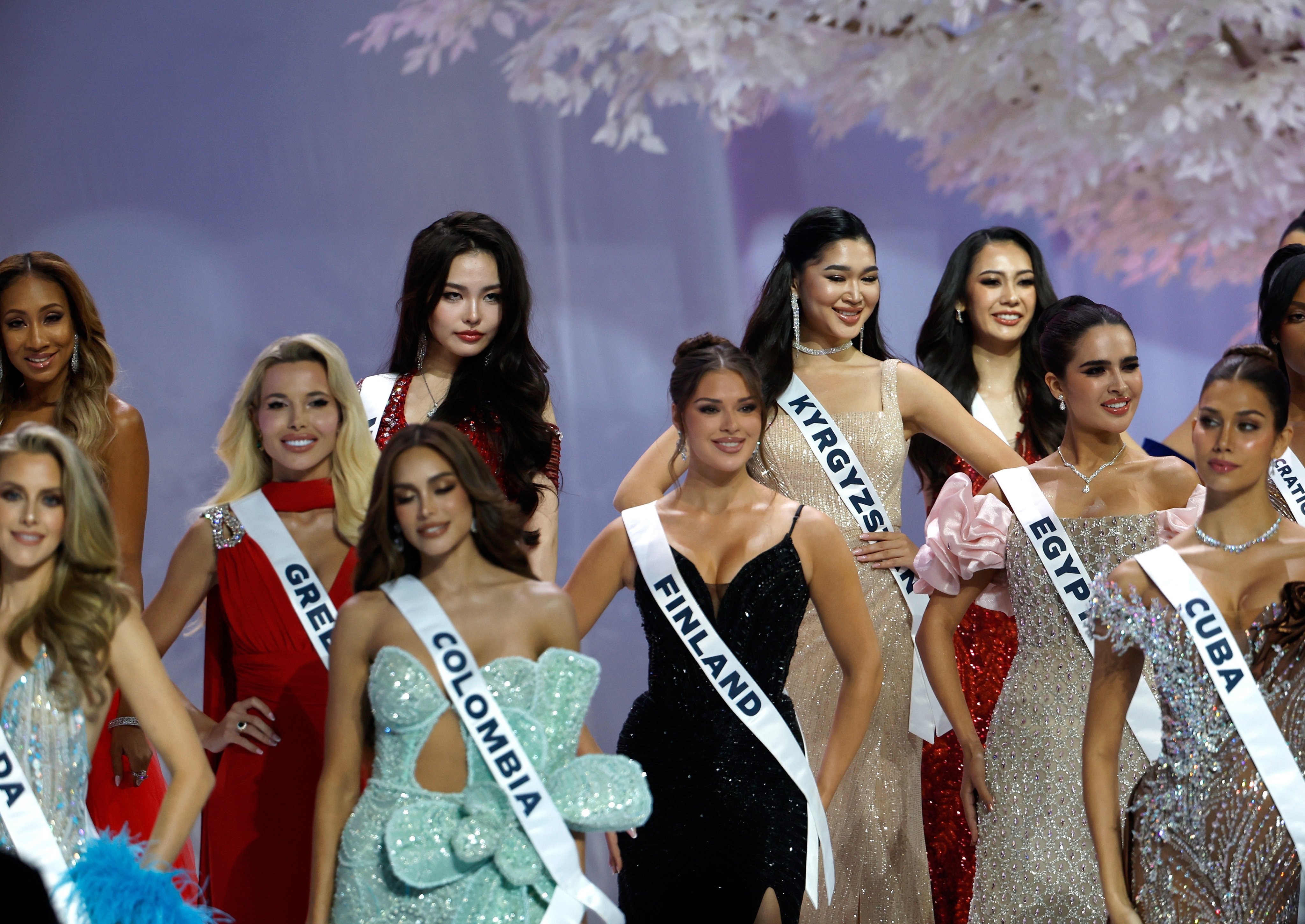 Contestants attend the Miss Universe official welcome event in Bangkok, Thailand, on November 5. Photo: EPA