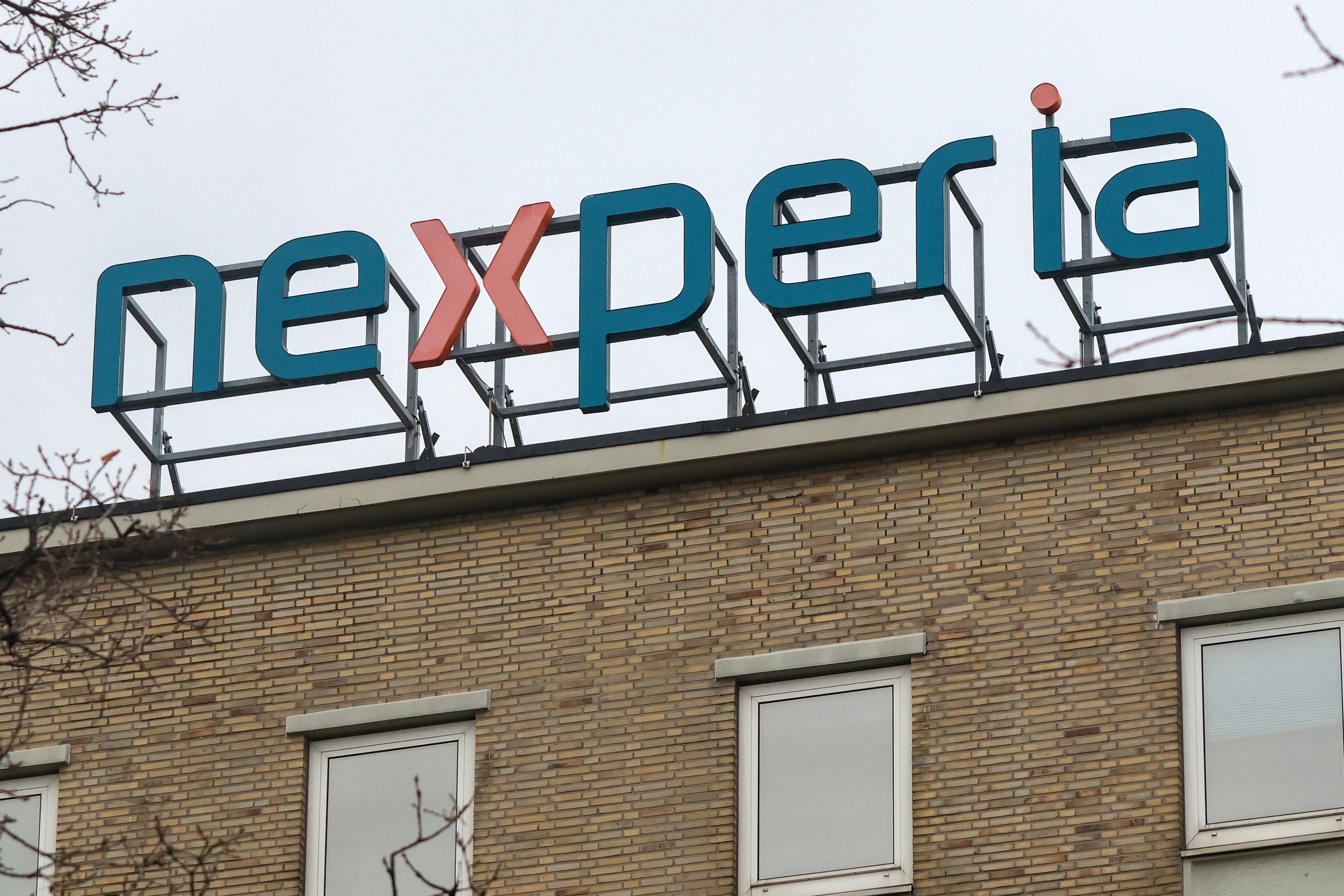 The logo of Nexperia sits on a company building in Hamburg, Germany, on November 19, 2025. Photo: DPA via AP