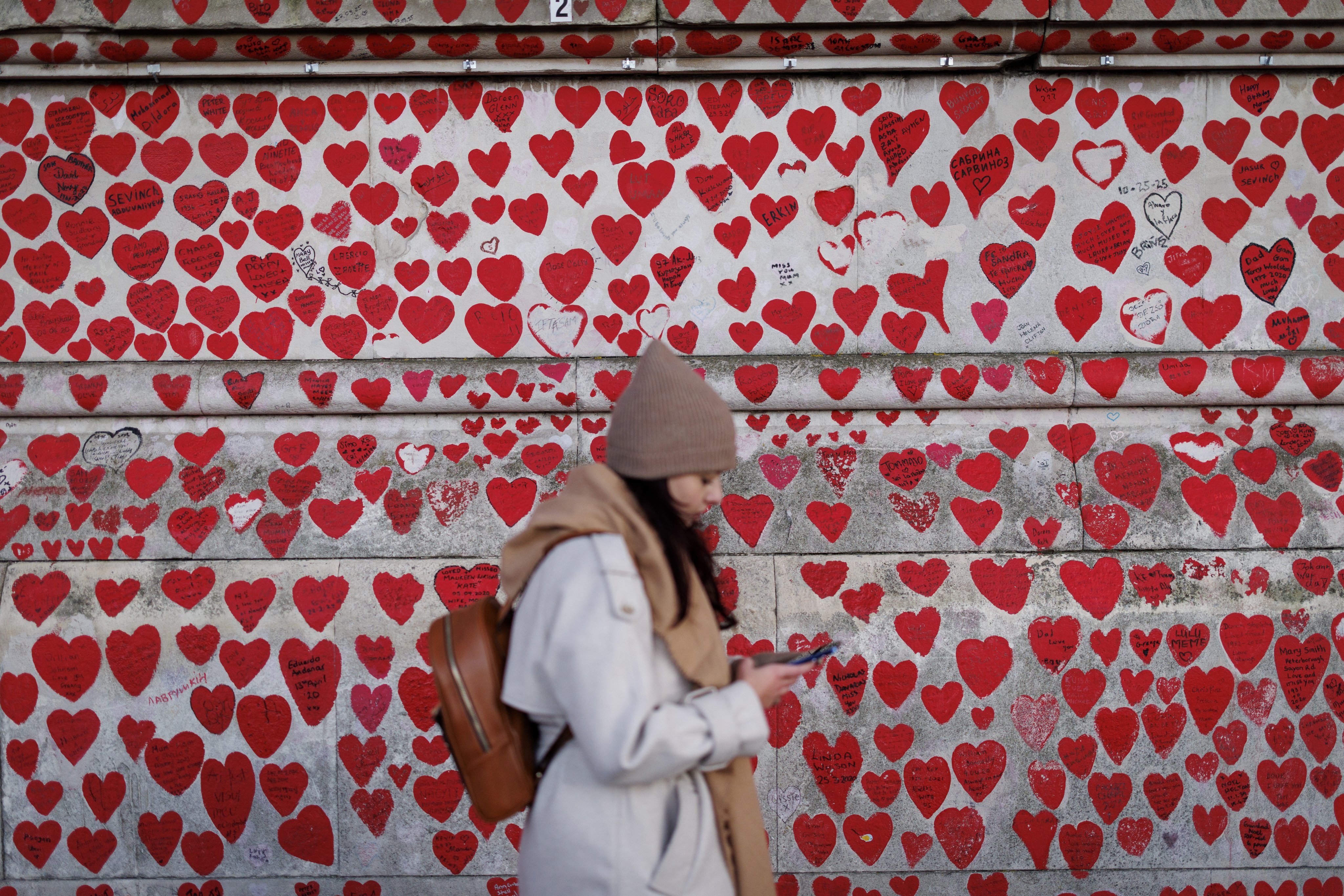 The National Covid Memorial Wall in London. Photo: EPA