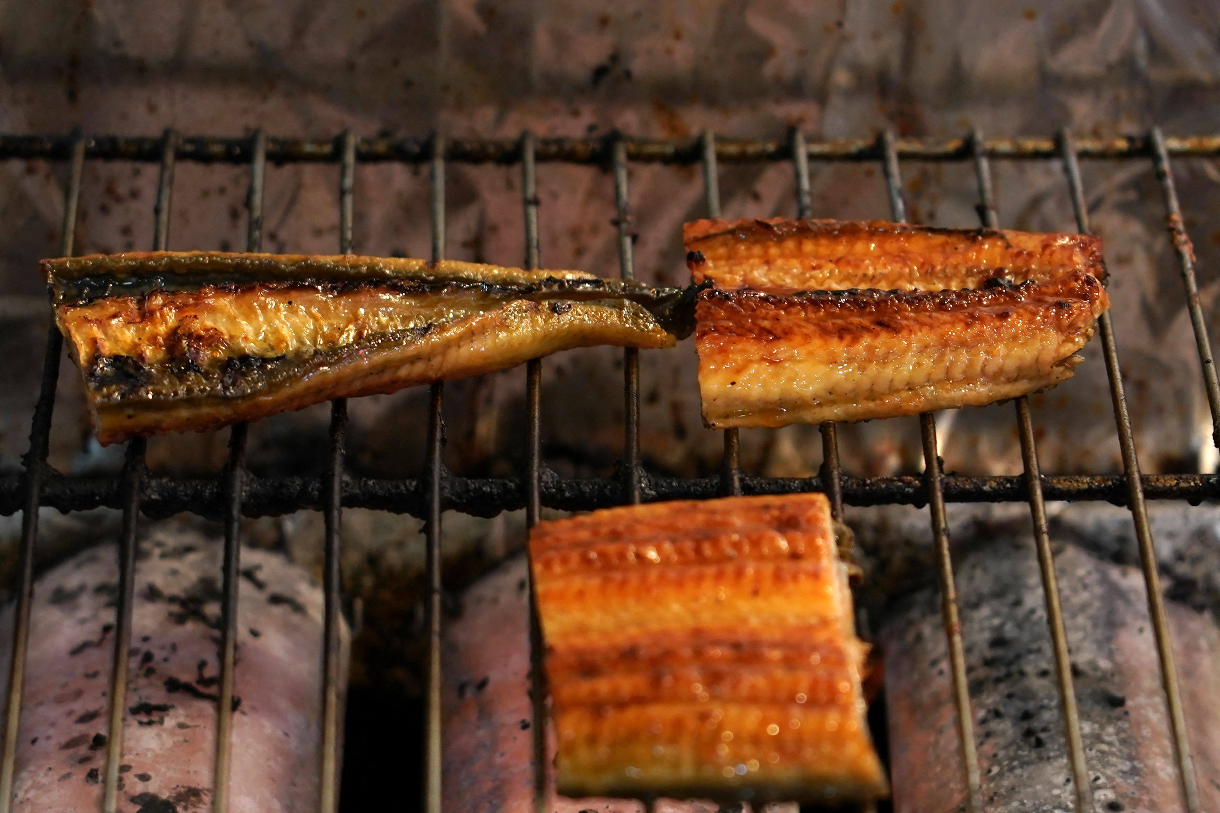 Eel pieces grilled over charcoal at a restaurant in Tokyo. Photo: AFP