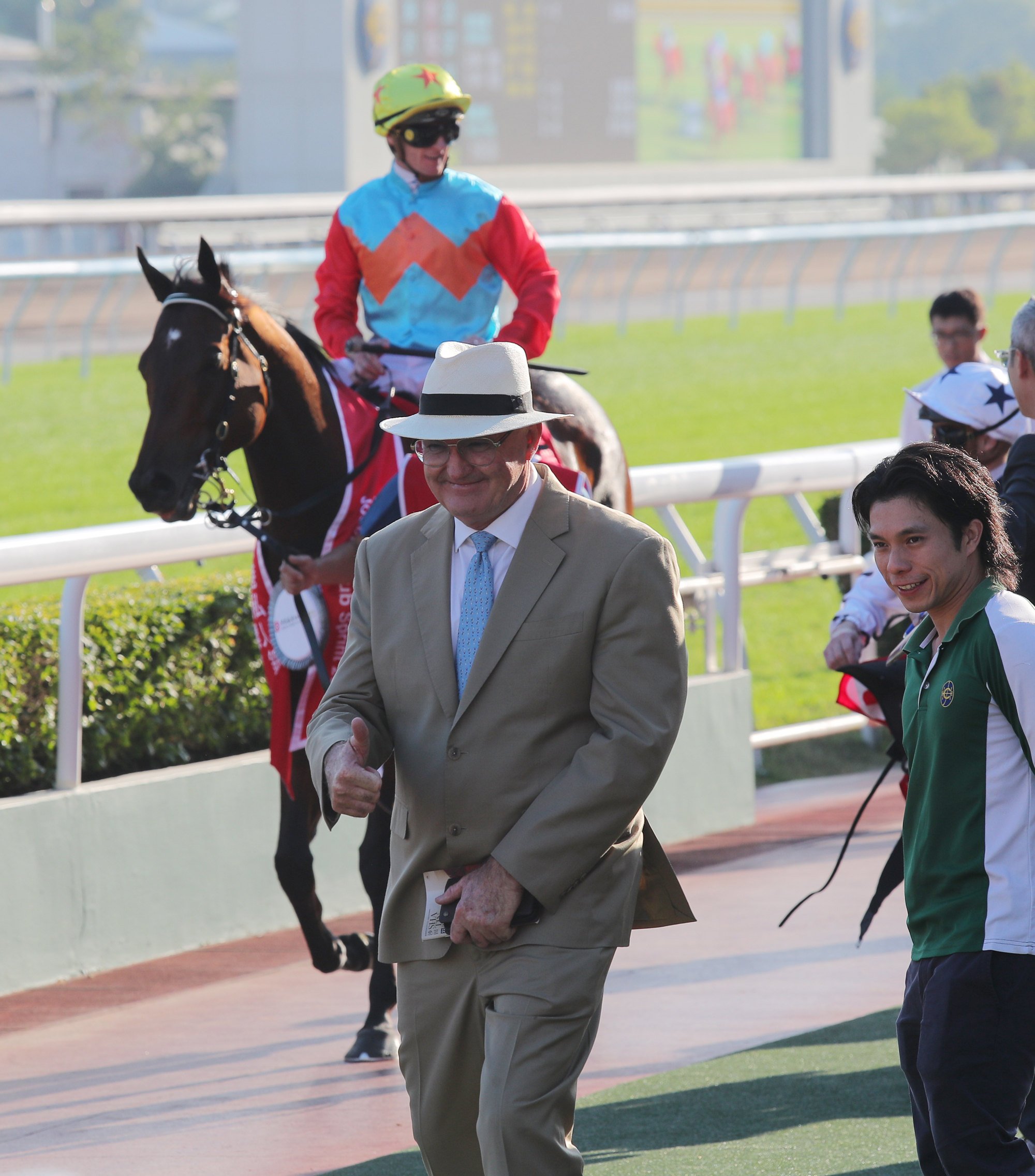 A jubilant David Hayes after Ka Ying Rising’s victory at Sha Tin on Sunday.