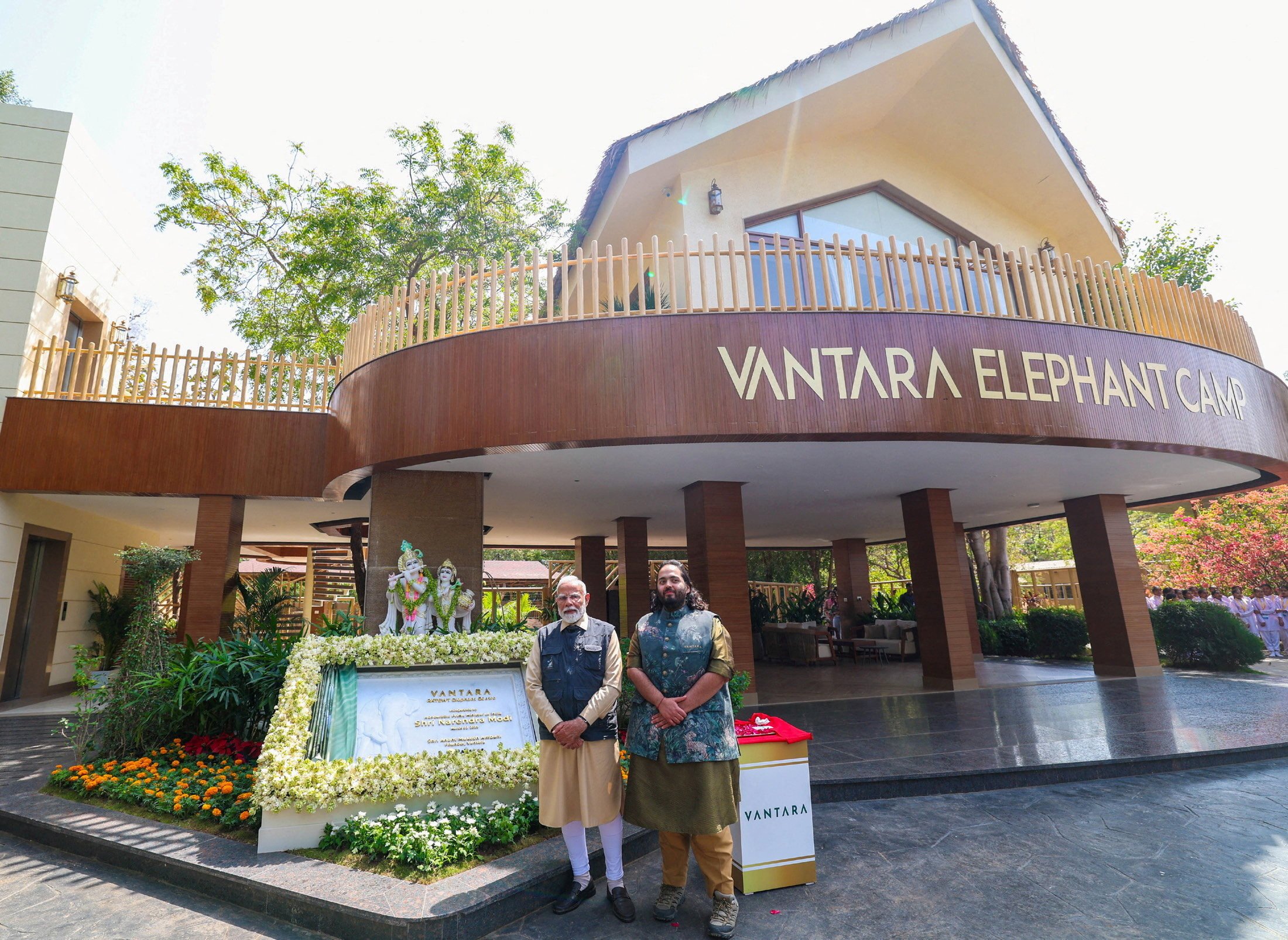 India’s Prime Minister Narendra Modi and Anant Ambani, son of Indian billionaire Mukesh Ambani, pose for a photograph after the inauguration of Vantara animal rescue and rehabilitation centre in Jamnagar, Gujarat, India, on March 4. Photo: Reuters